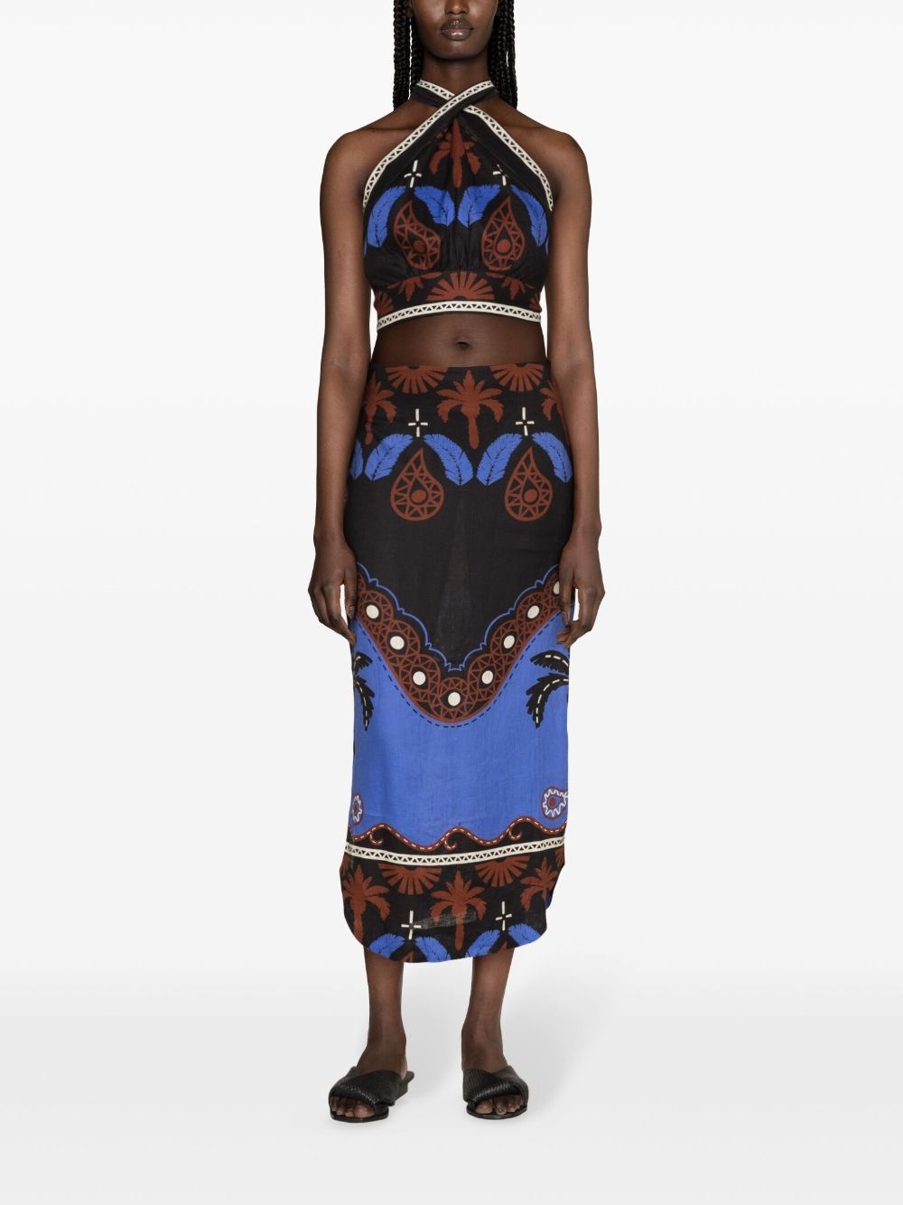 Grateful Warrior graphic-print linen top - 2