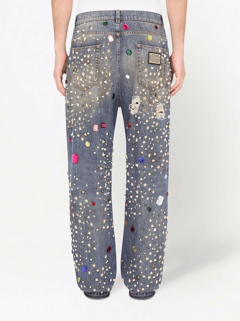 stone-embellished jeans - 4