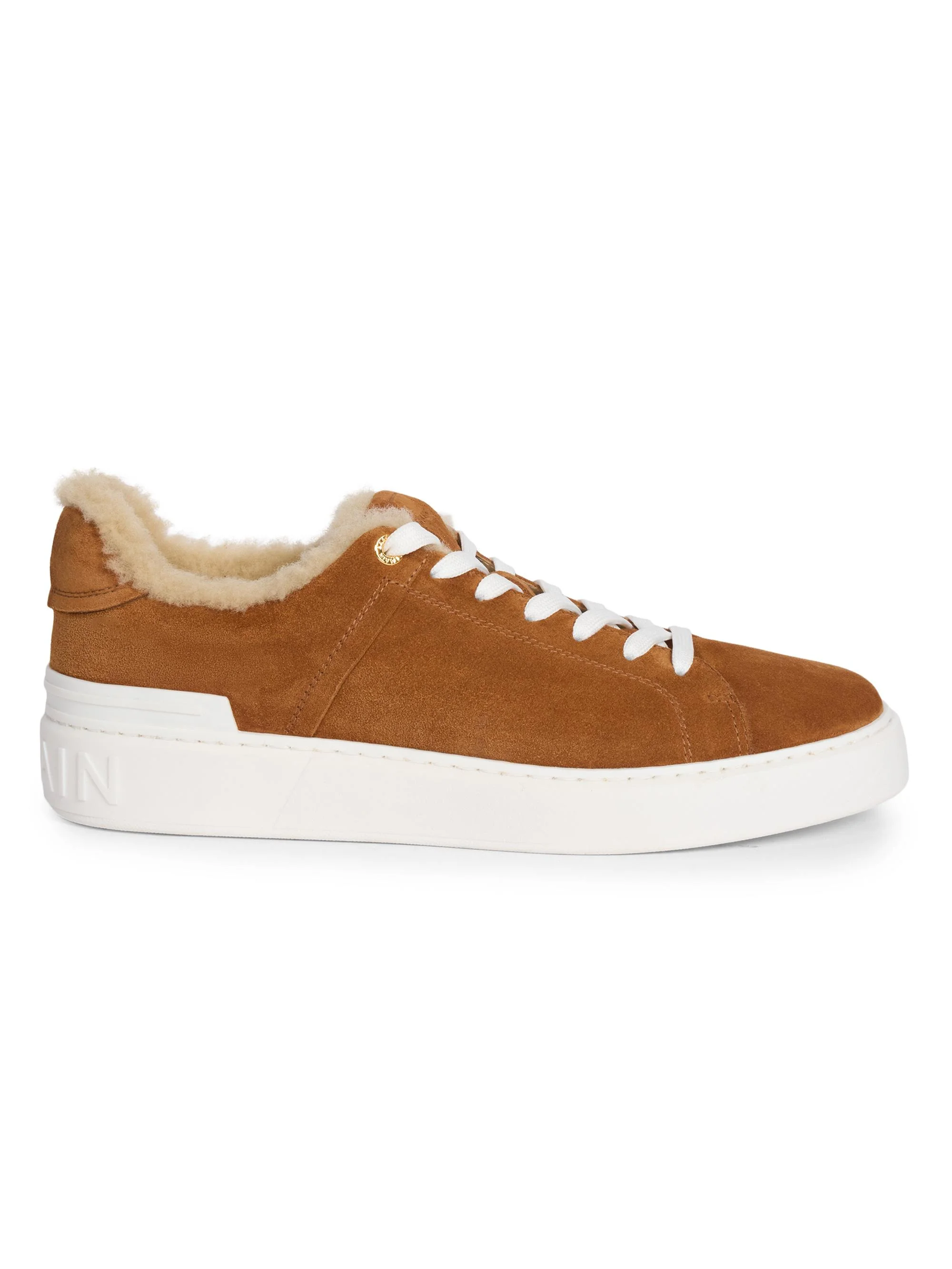 Men's Court Suede Shearling-Trim Low Sneakers - Beige Clair Came - 1