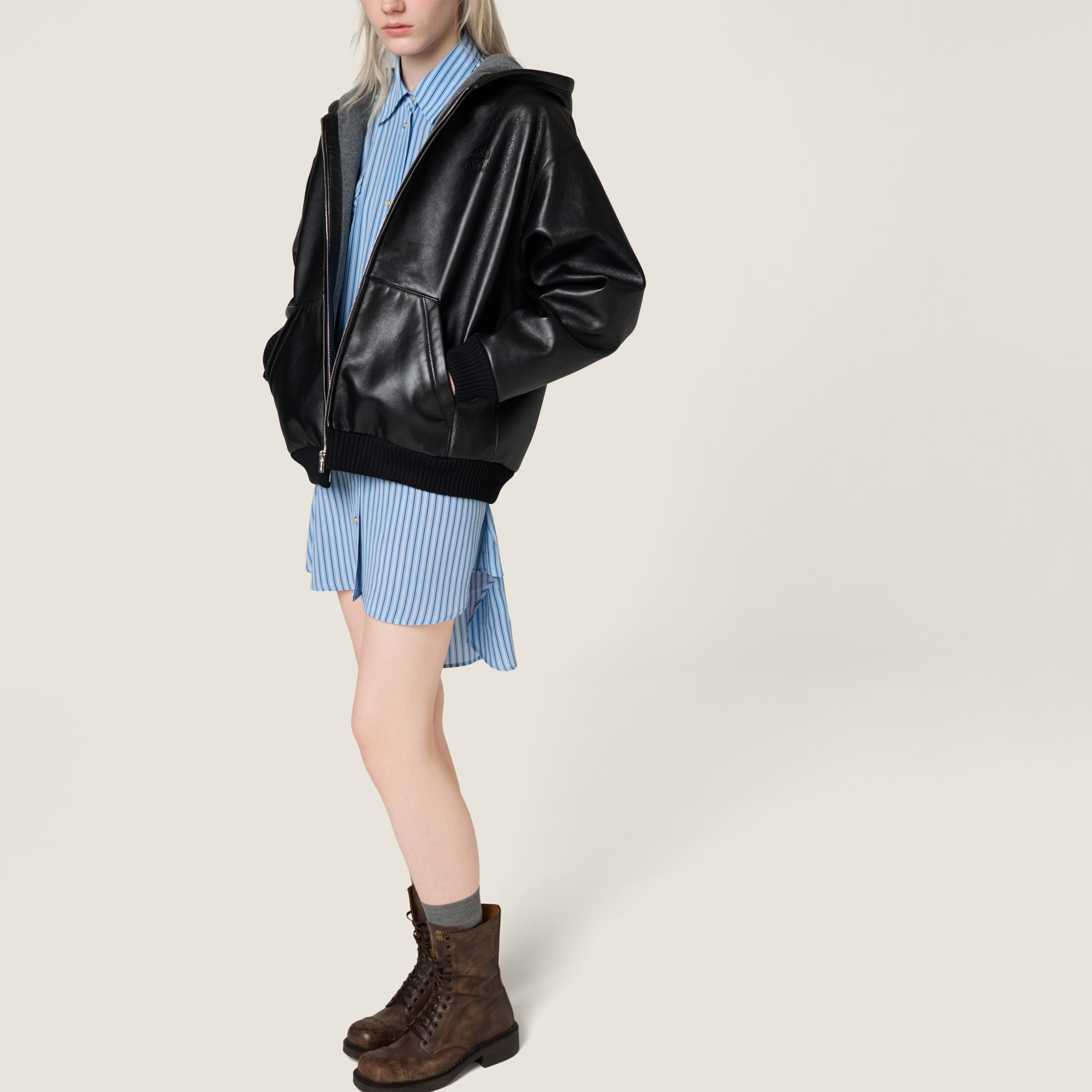 Nappa leather hoodie jacket - 4