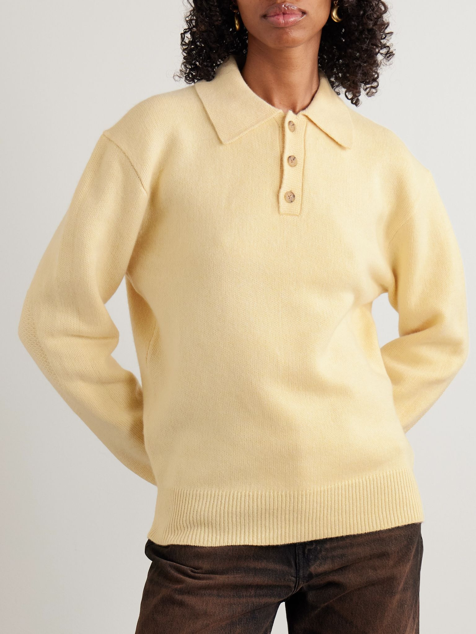 Allday cashmere polo shirt Yellow - 3