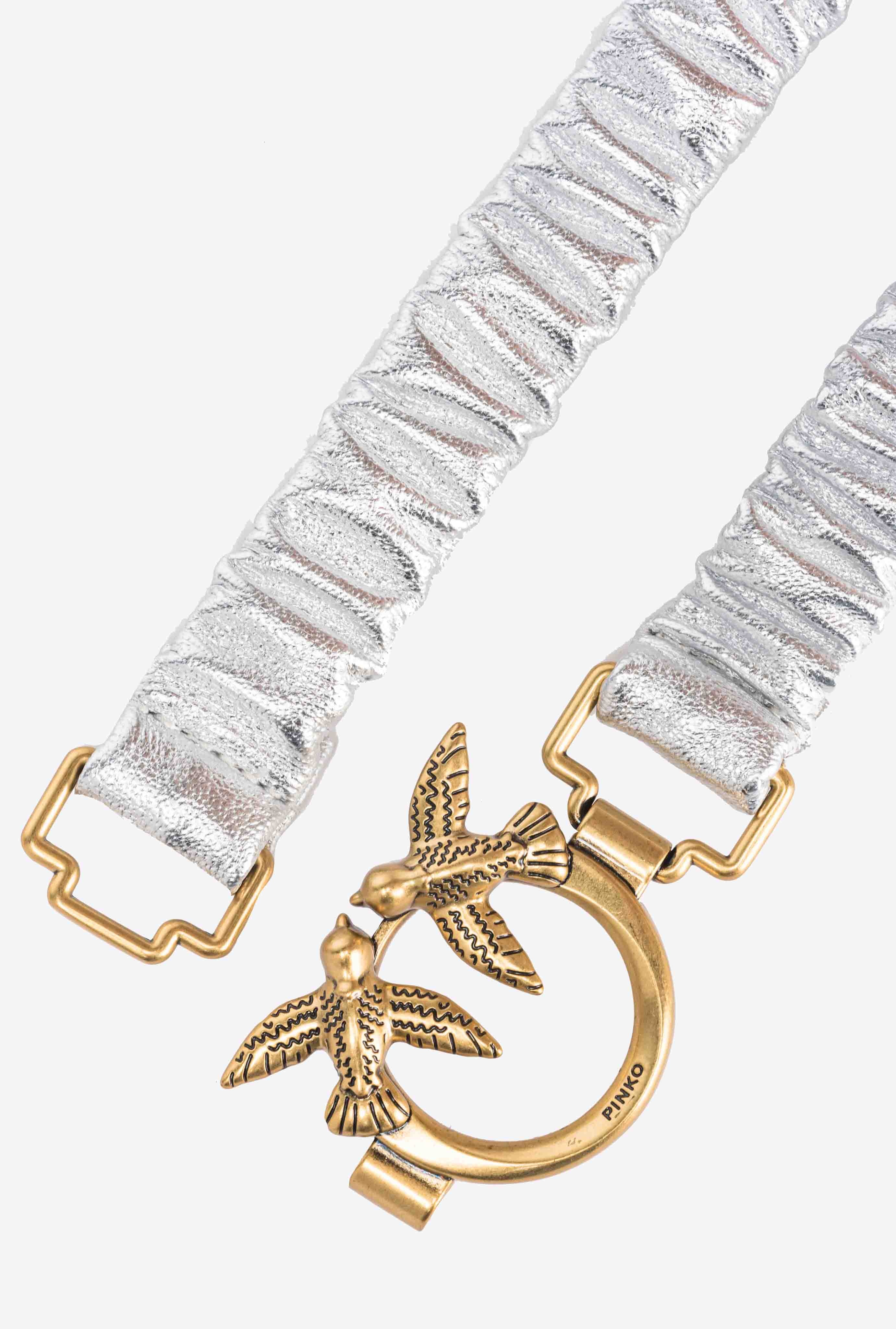 LAMINATED THIN BELT WITH GATHERING AND LOVE BIRDS 2CM - 3