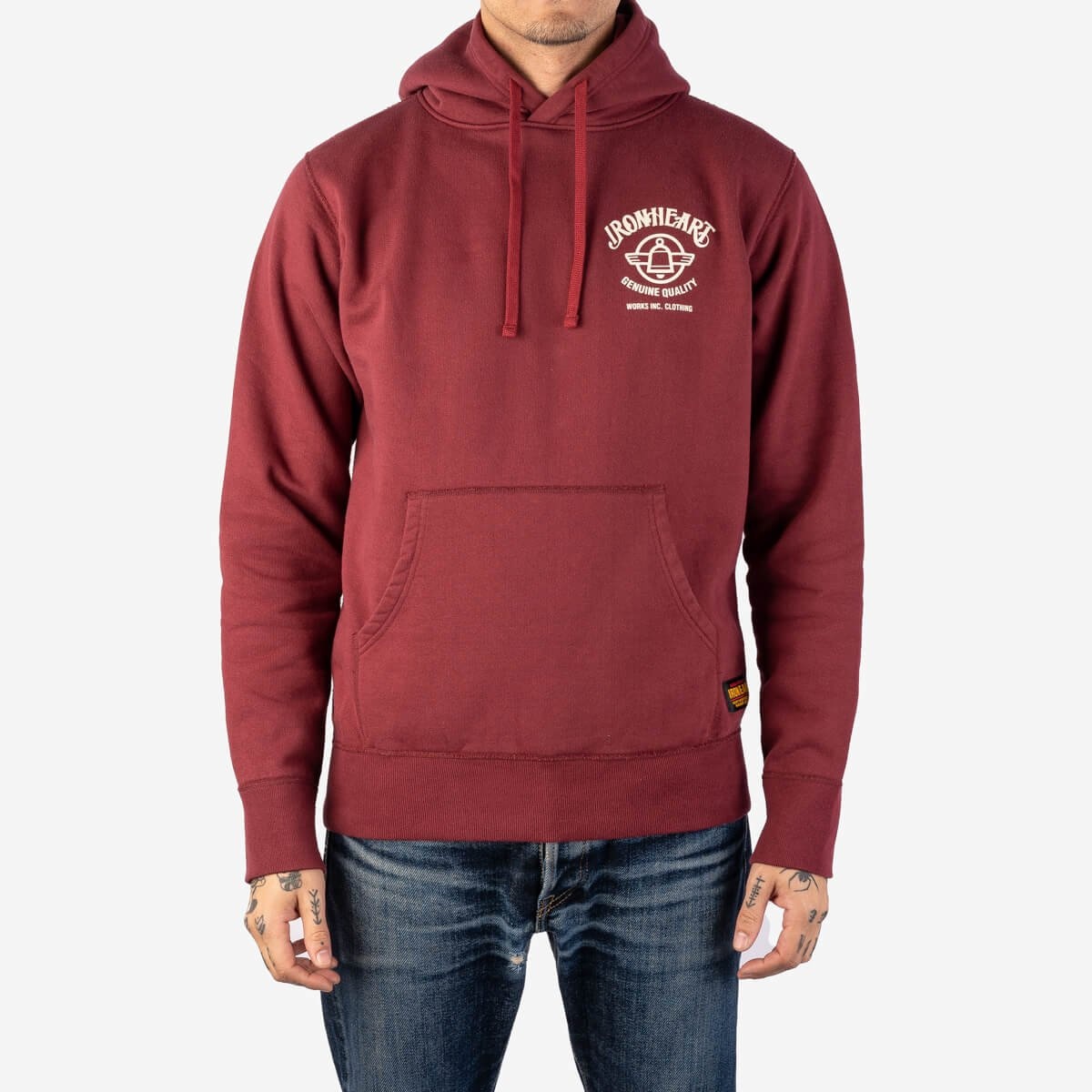 IHSW-59-BUR Printed 14oz Ultra Heavyweight Loopwheel Cotton Hoodie - Burgundy - 2