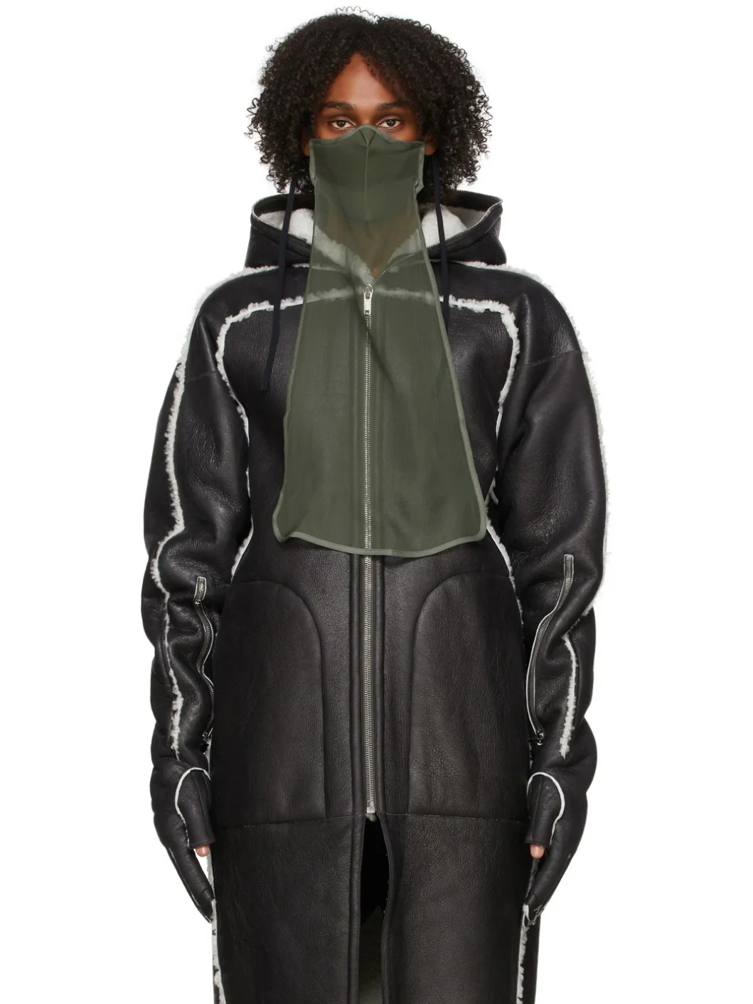 Green Silk Long Mask - 1