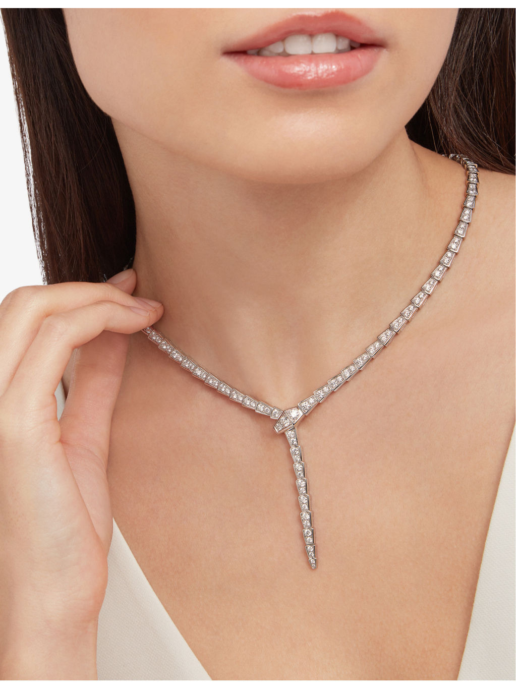 Serpenti Viper 18ct white-gold and 8.21ct diamond necklace - 2