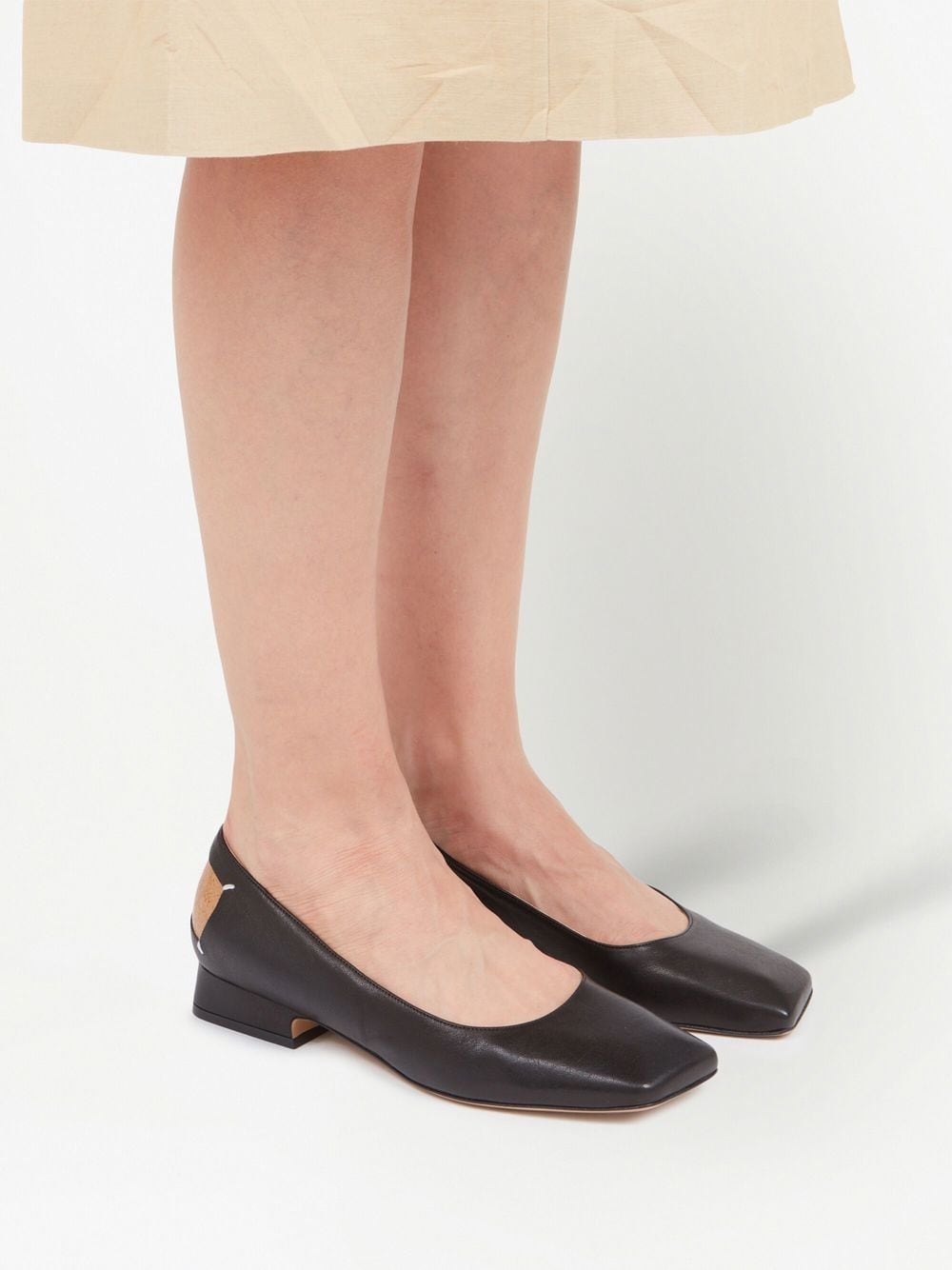 square-toe leather ballerina shoes - 6