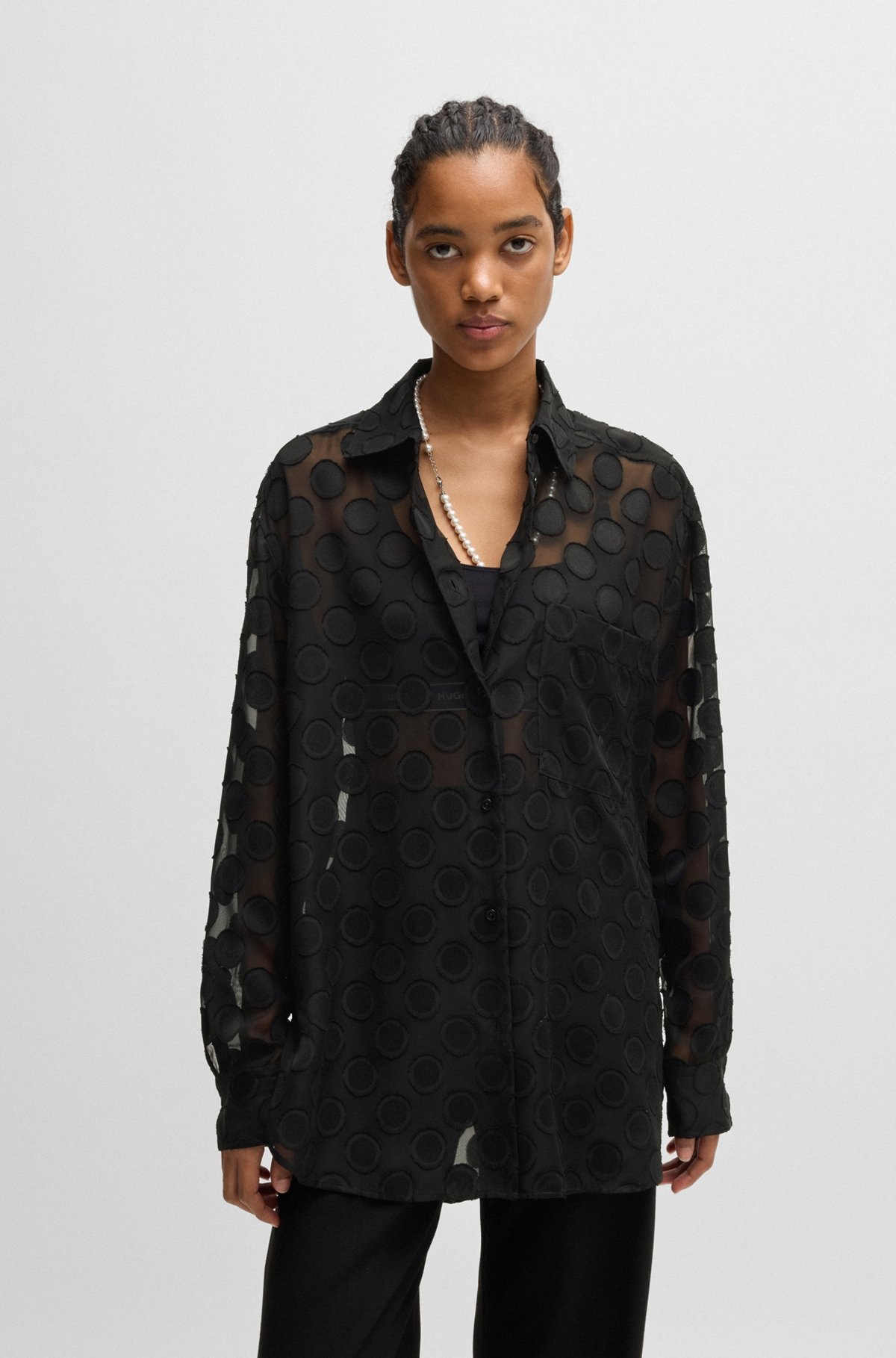 OVERSIZE-FIT BLOUSE WITH POLKA-DOT PATTERN - 2