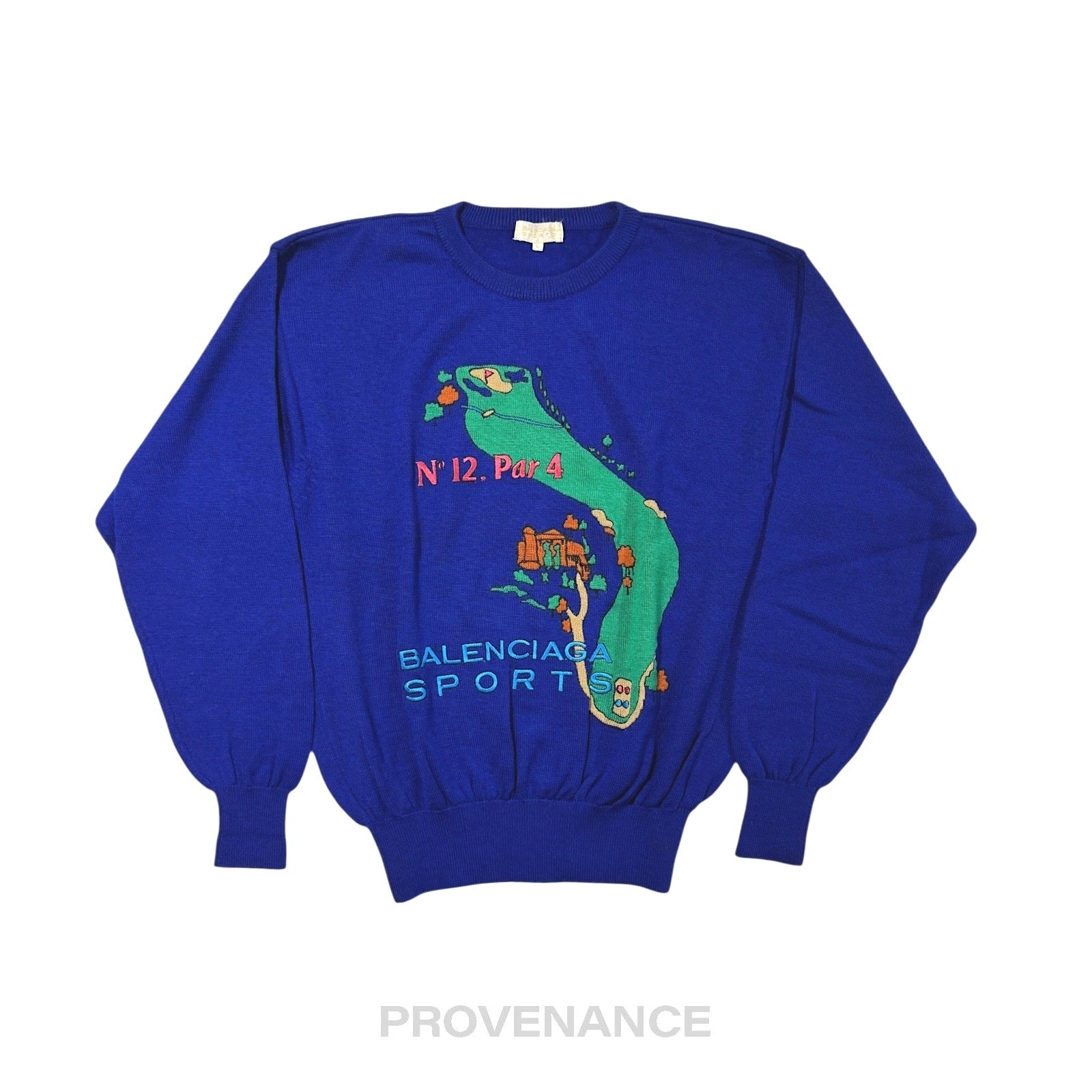 Balenciaga Sports Golf Crewneck Wool Sweatshirt - Blue L - 1
