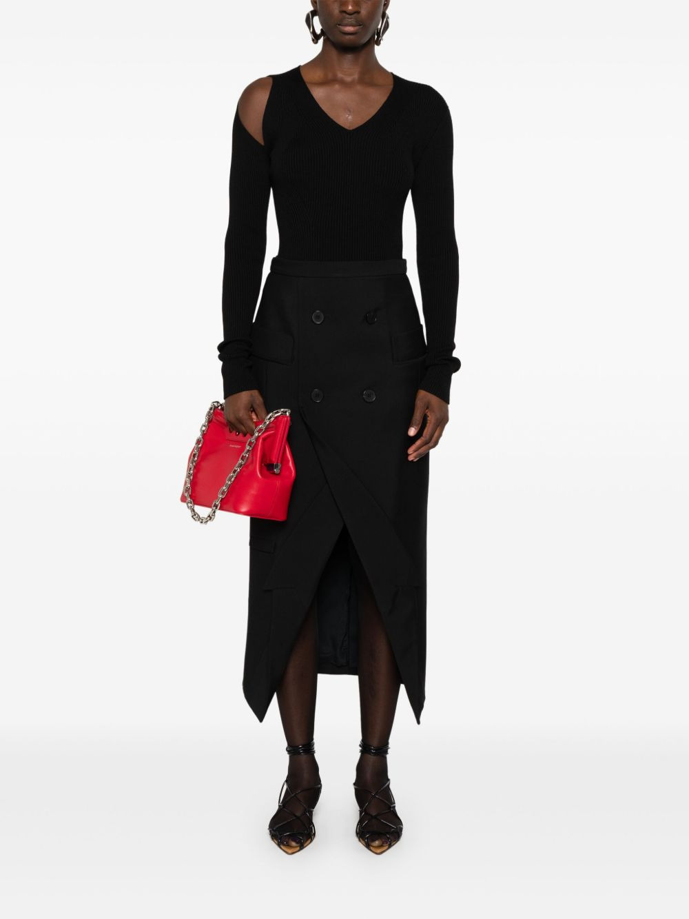 cut-out ribbed wool jumper - 2