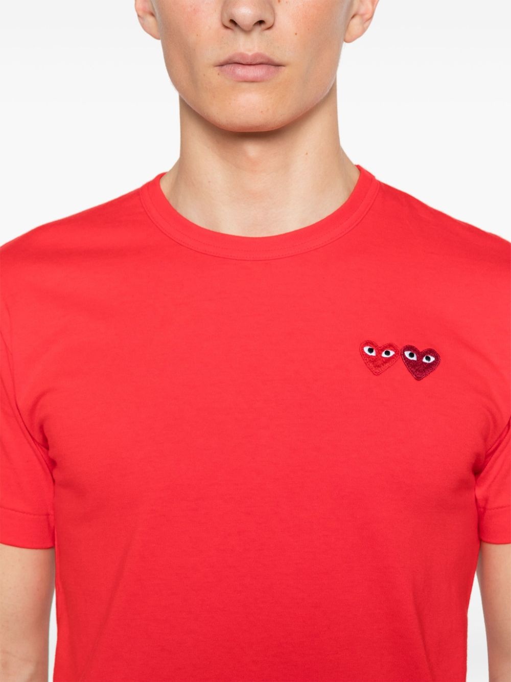 heart-patch cotton T-shirt - 5