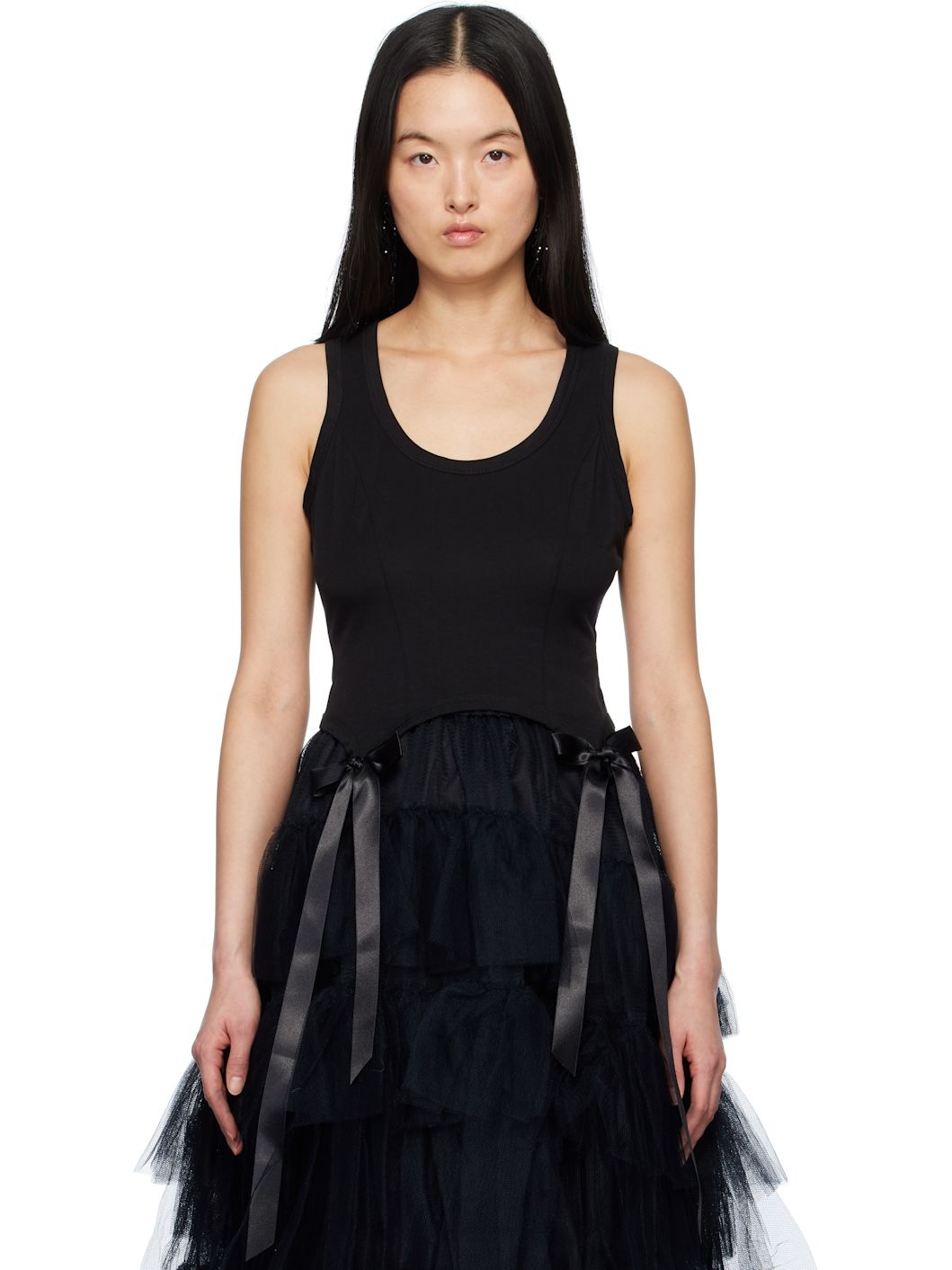 Black Bow Tail Easy Tank Top - 1