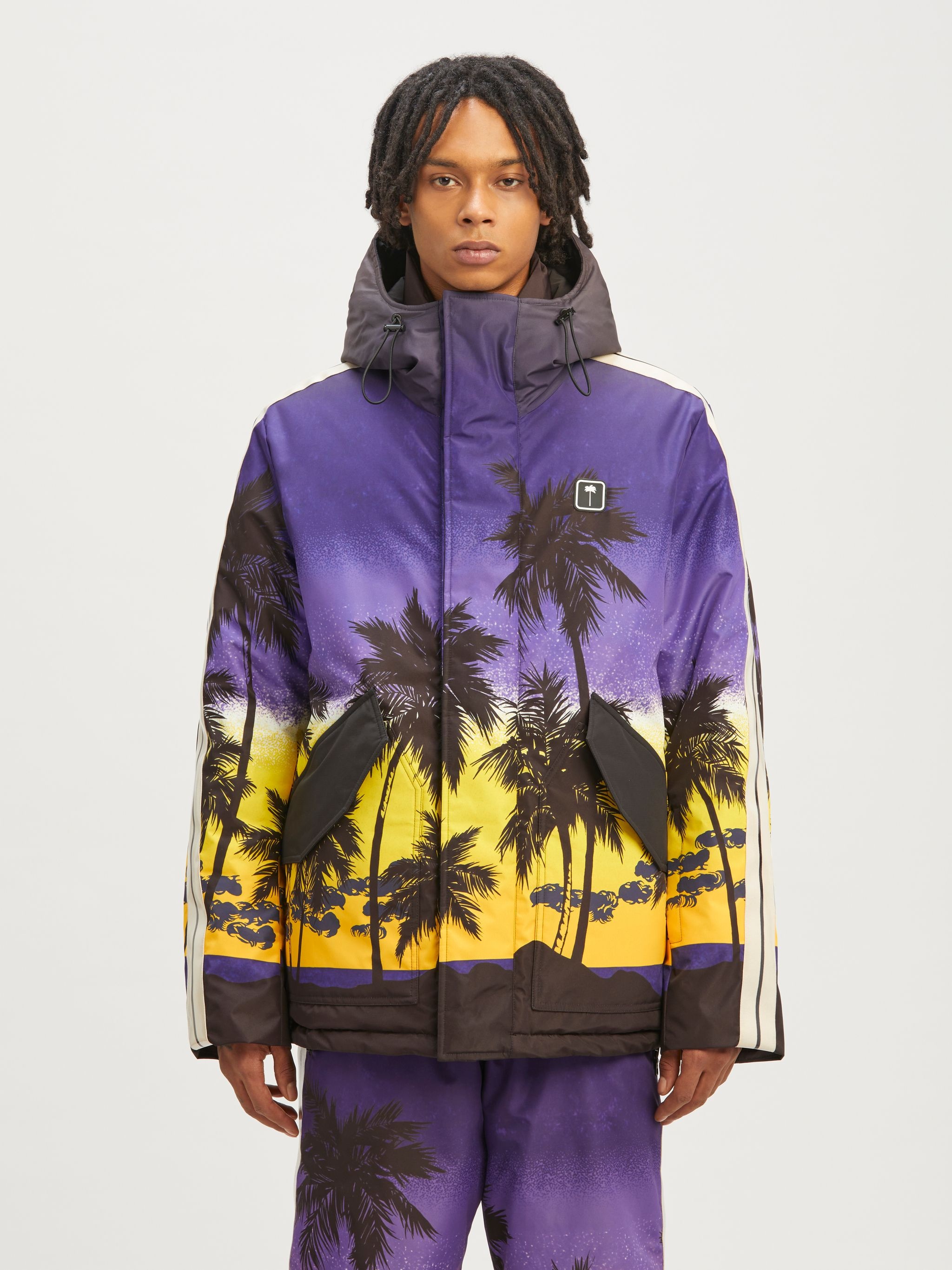 sunset-print hooded jacket - 4