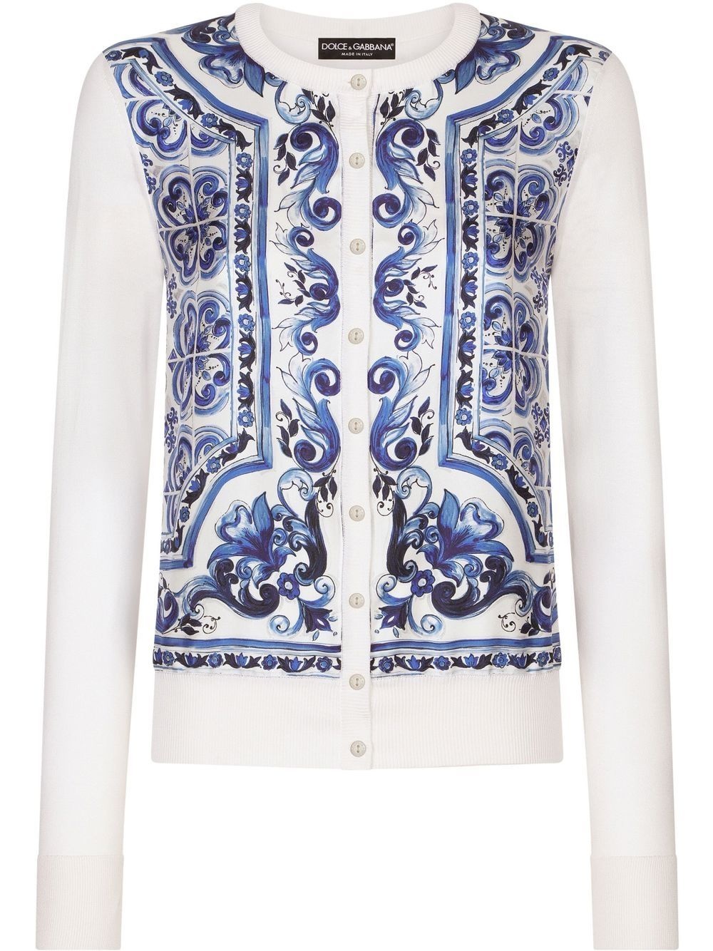 Silk cardigan with maiolica print - 1