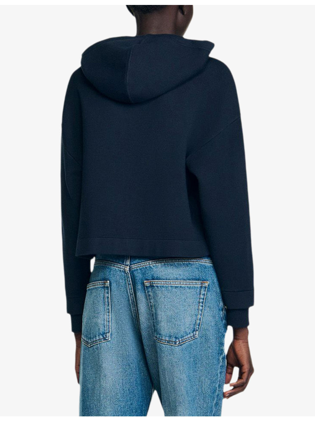 Denim-Pocket Relaxed-Fit Knitted Hoody - 4