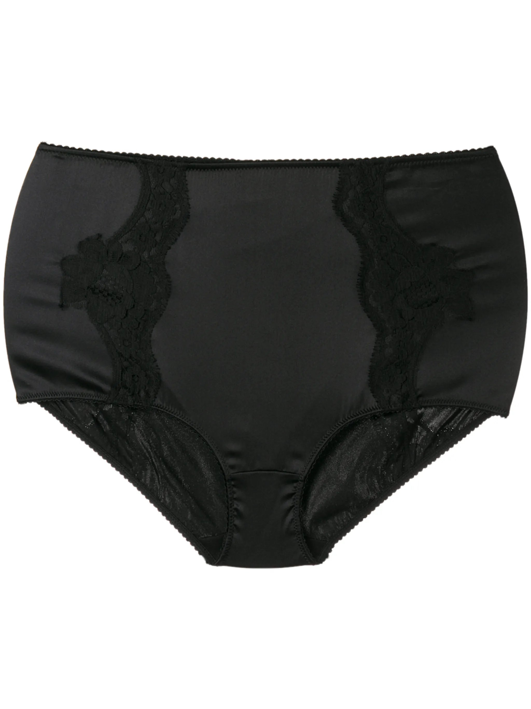 high-waisted lace-detail satin briefs - 1