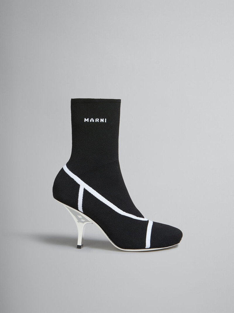 BLACK STRETCH KNIT FANCY SOCK BOOT 1