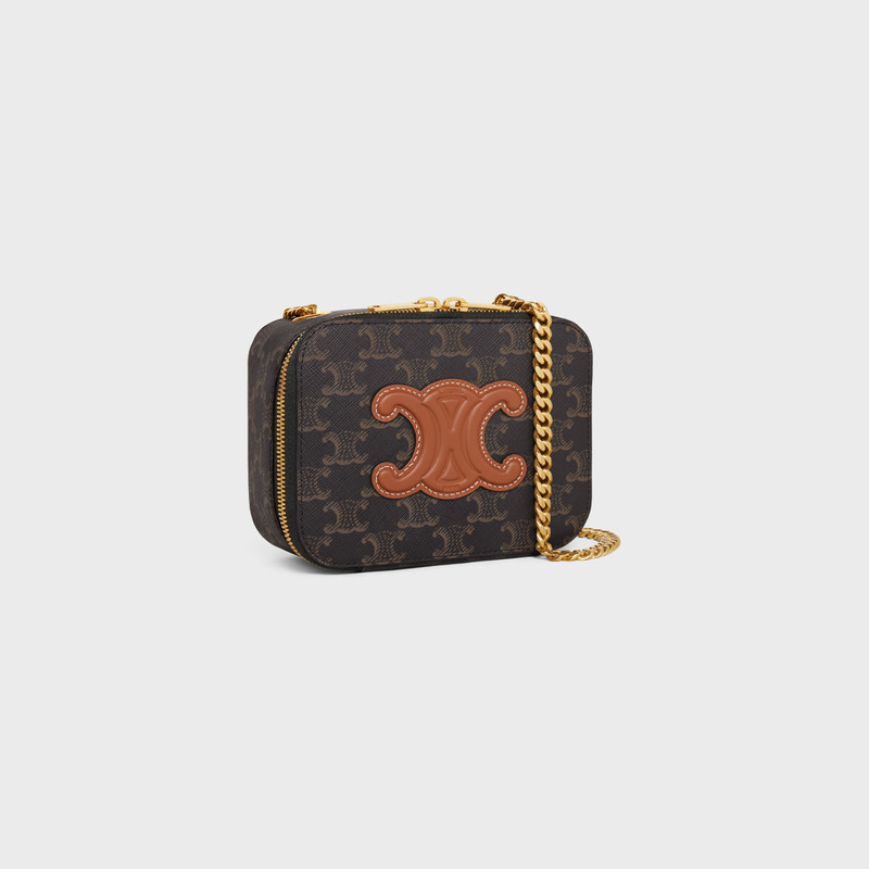 CELINE Box on chain CUIR TRIOMPHE in TRIOMPHE CANVAS and calfskin outlook