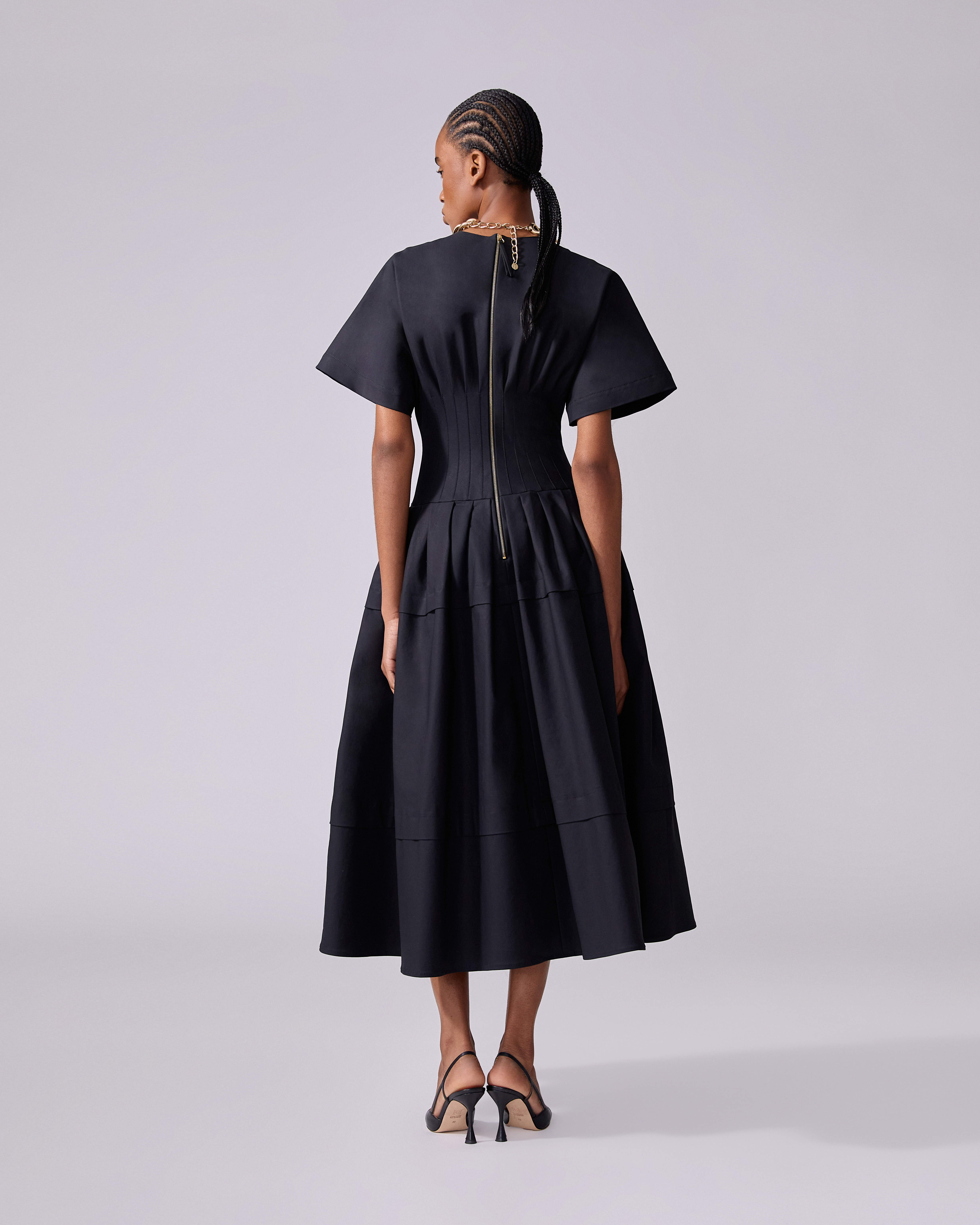 Pleated Waist Midi Dress - 3