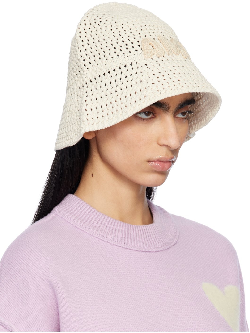 Off-White Knit 'AMI' Patch Bucket Hat - 2