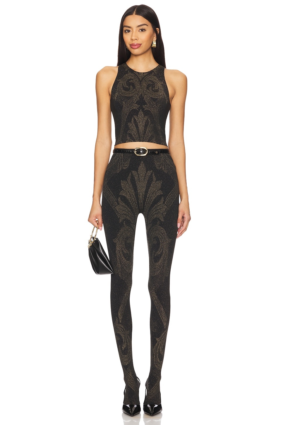 X Etro Metallic Jacquard Tights - 2