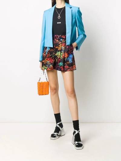 MSGM abstract-print high-waisted shorts outlook