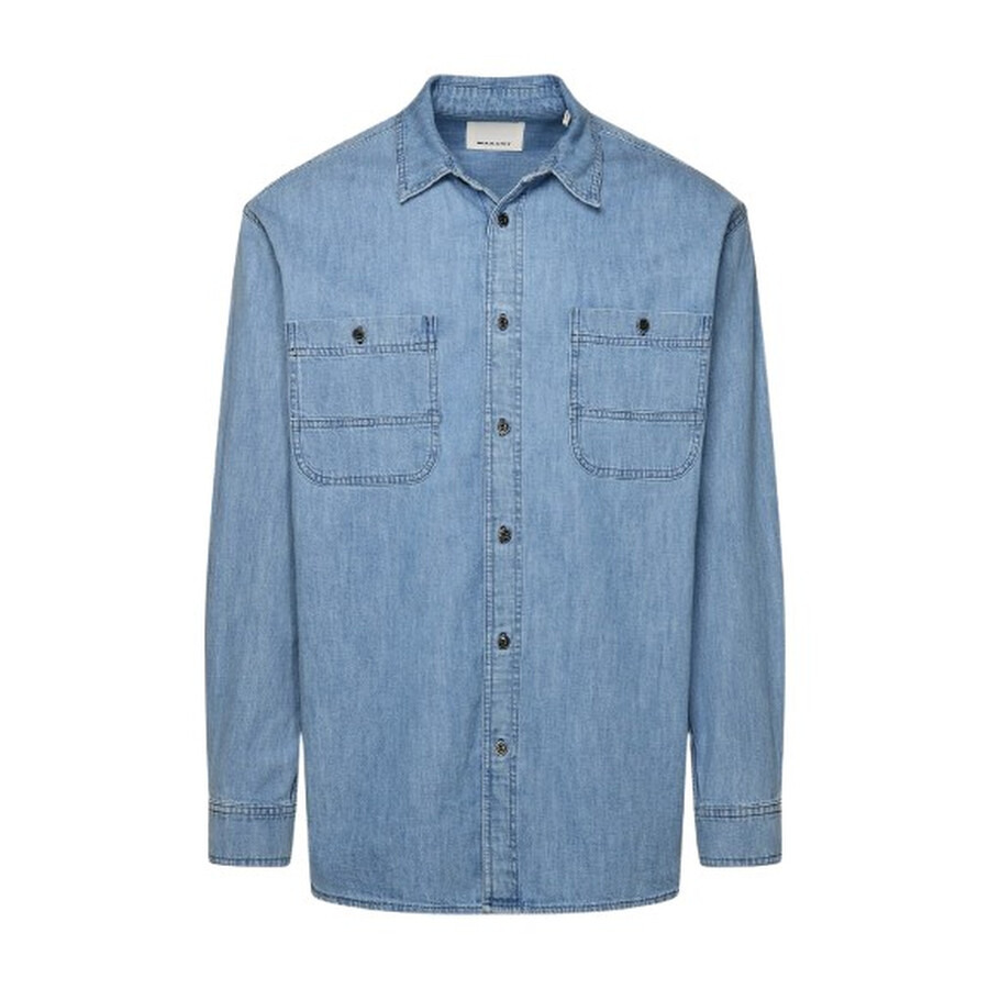 Isabel Marant Men's Blue Vhelynton Blue Cotton Shirt - 5