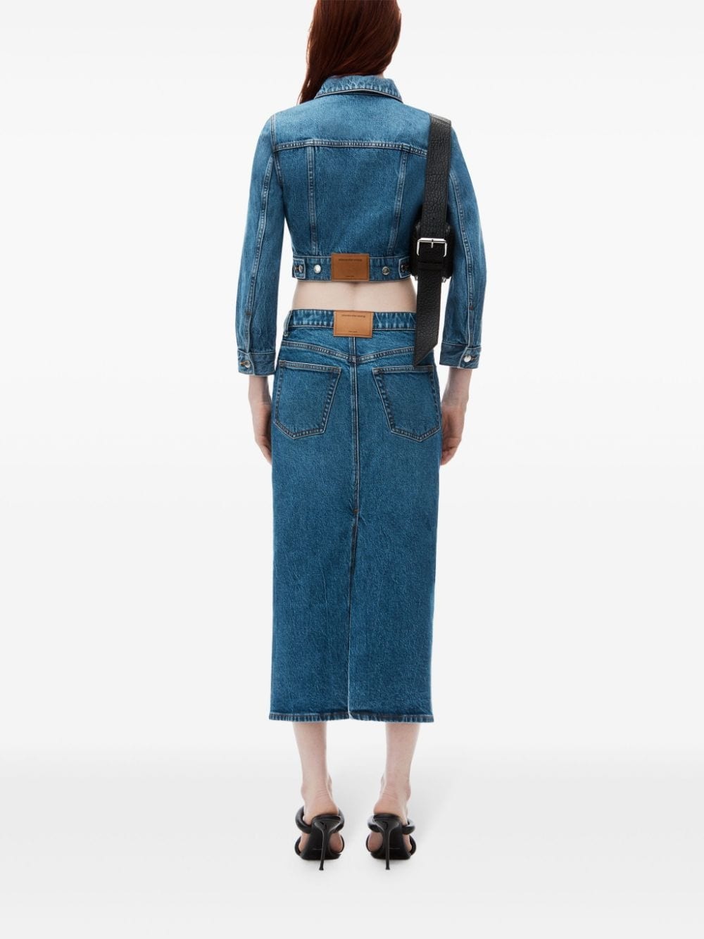 low-rise denim midi skirt - 4