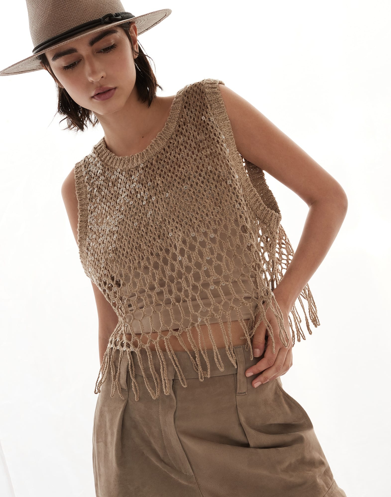 Dazzling dégradé embroidery top in silk and linen - 4