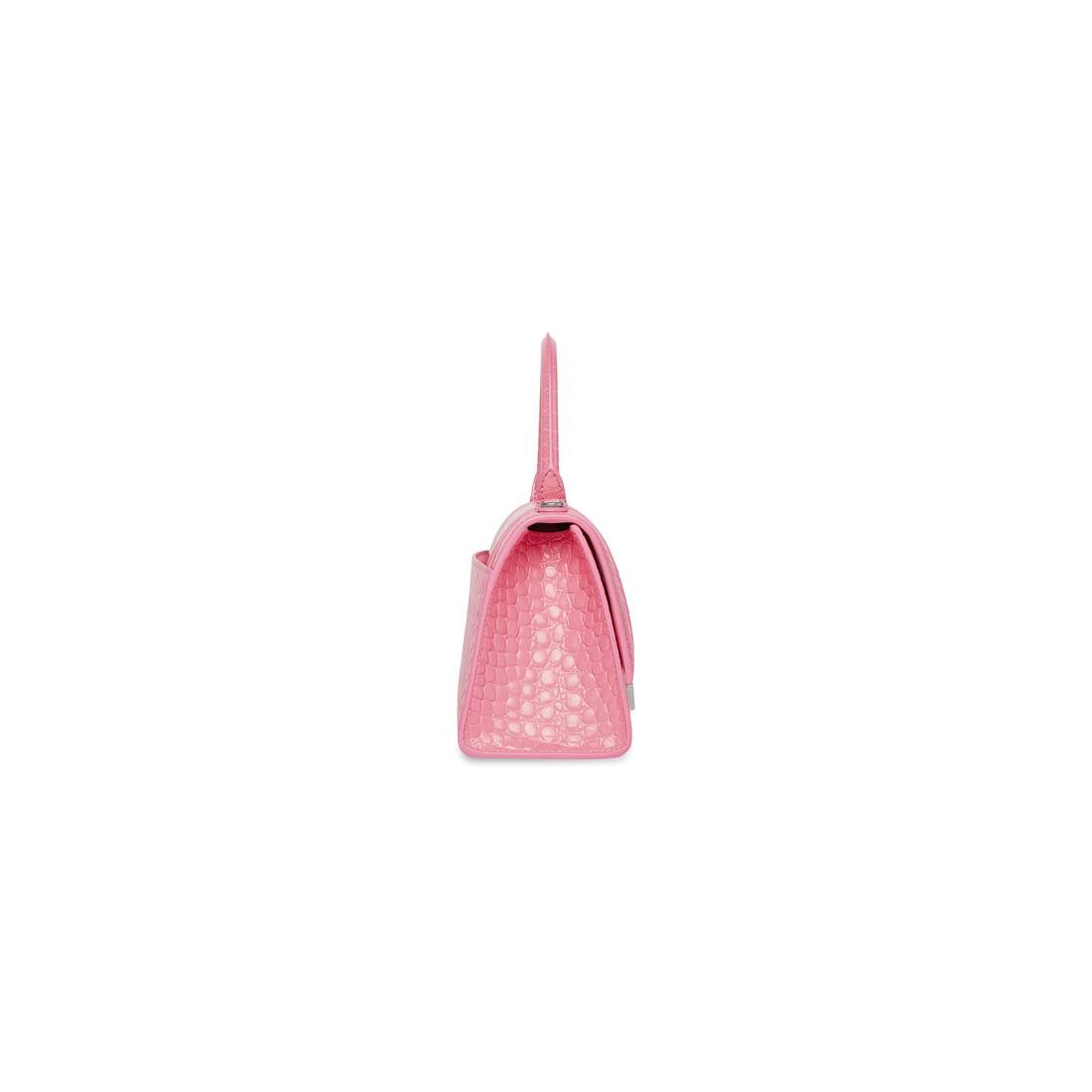 Women's Hourglass Small Handbag Embossed Calfskin in Pink - 4