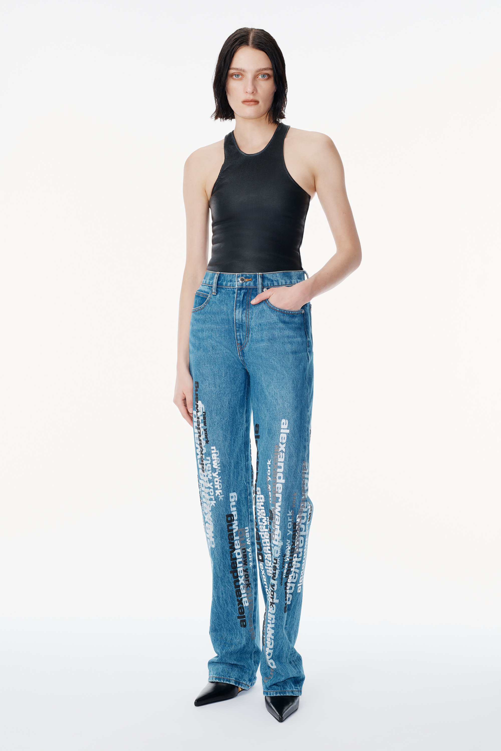 Deep Blue EZ Jean with Vertical Logo - 5