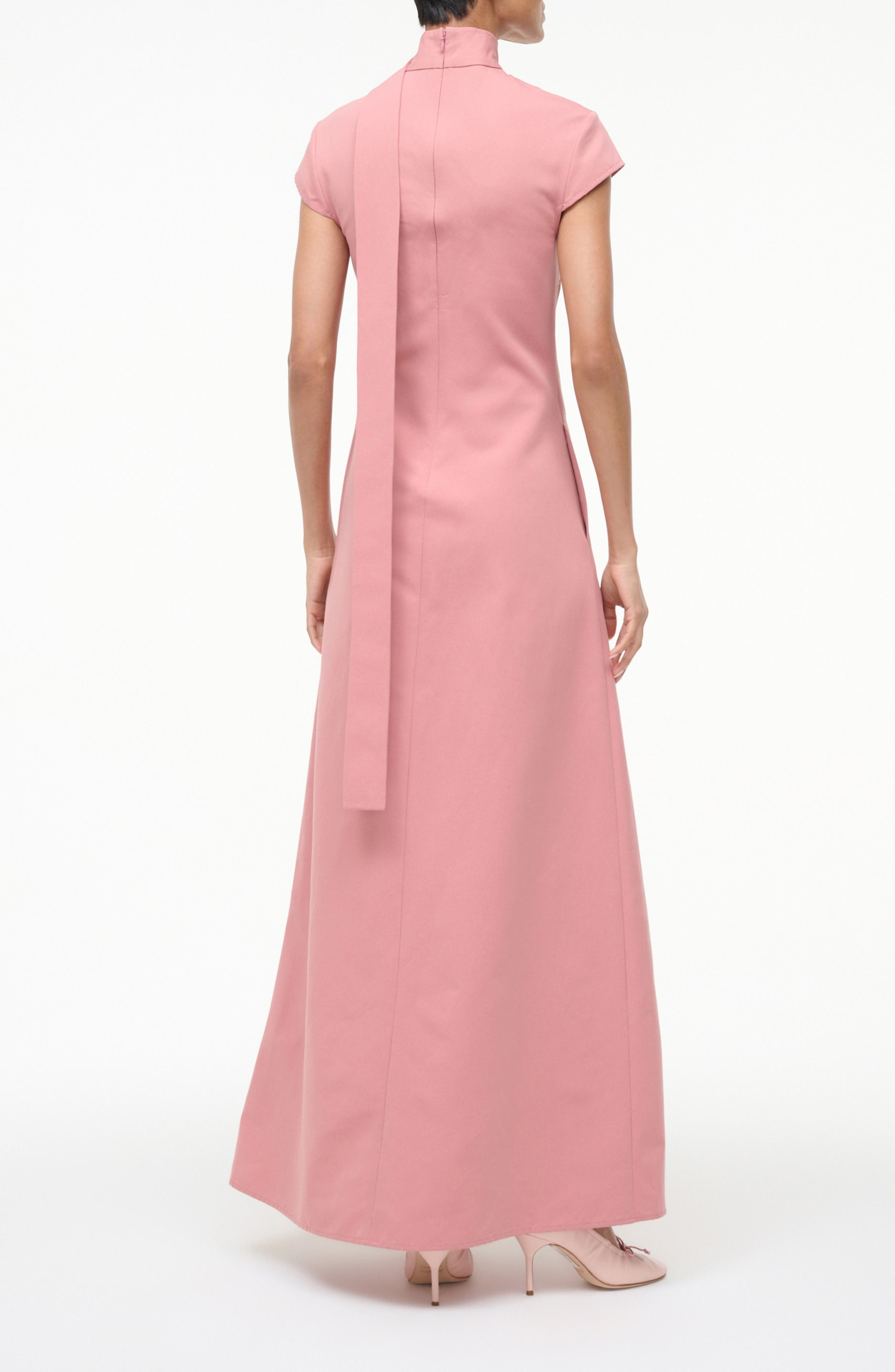 STAUD Ingrid Scarf Cap Sleeve A-Line Dress in Rosewater at Nordstrom - 2