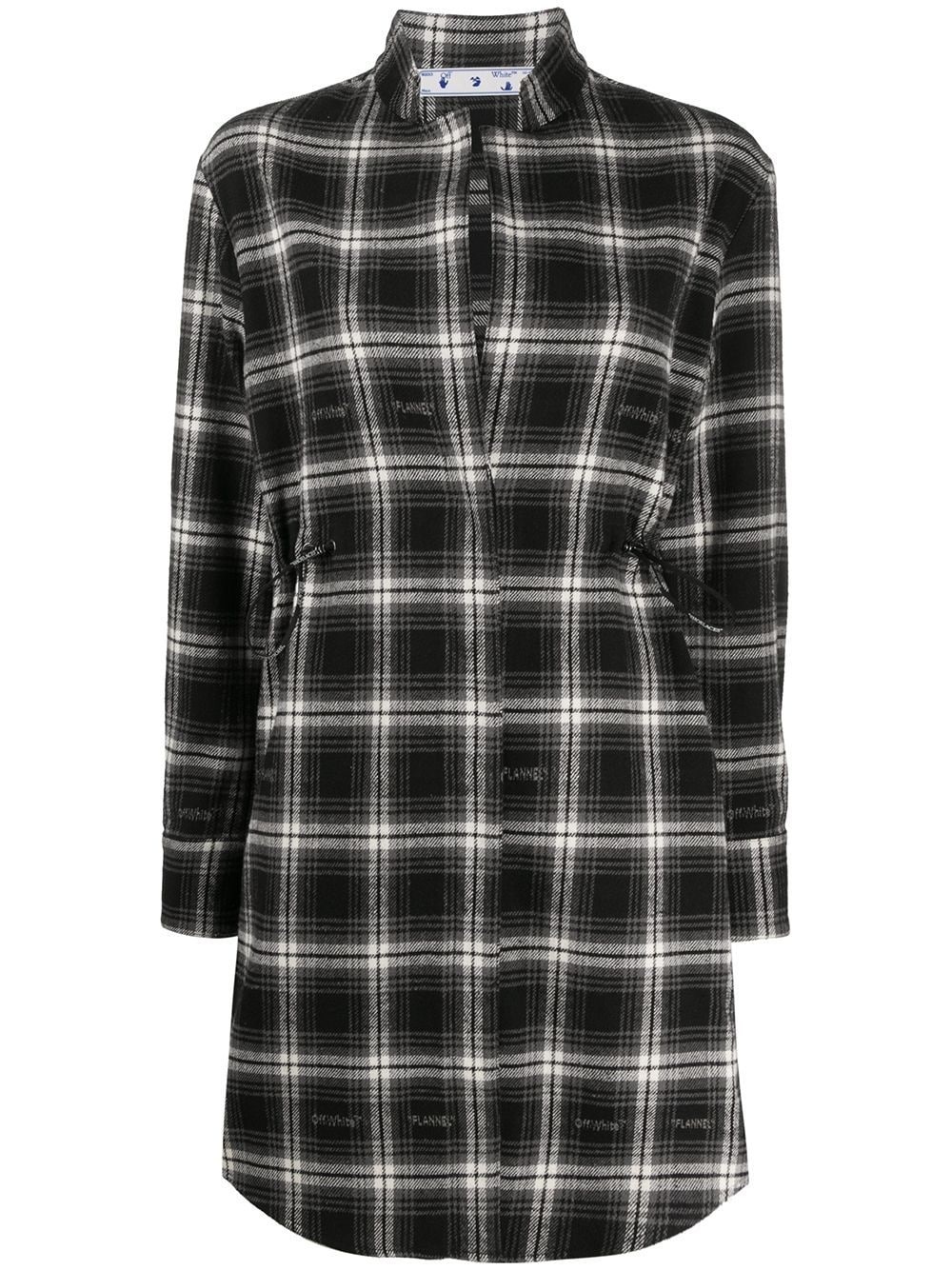 drawstring checkered shirt dress - 1