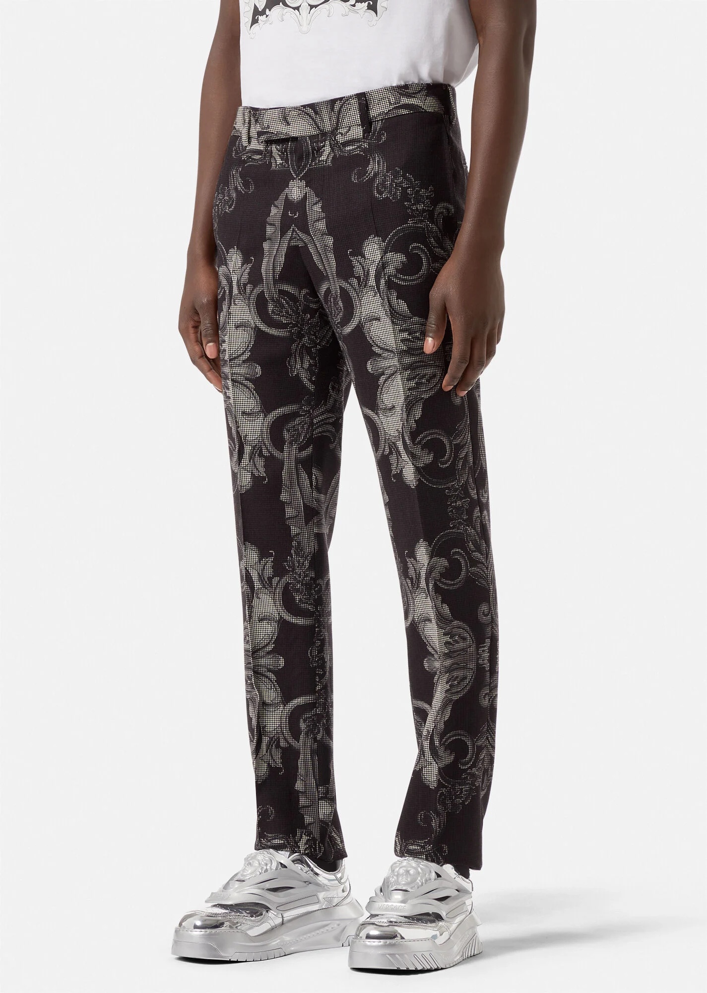 Silver Baroque Wool Trousers - 3