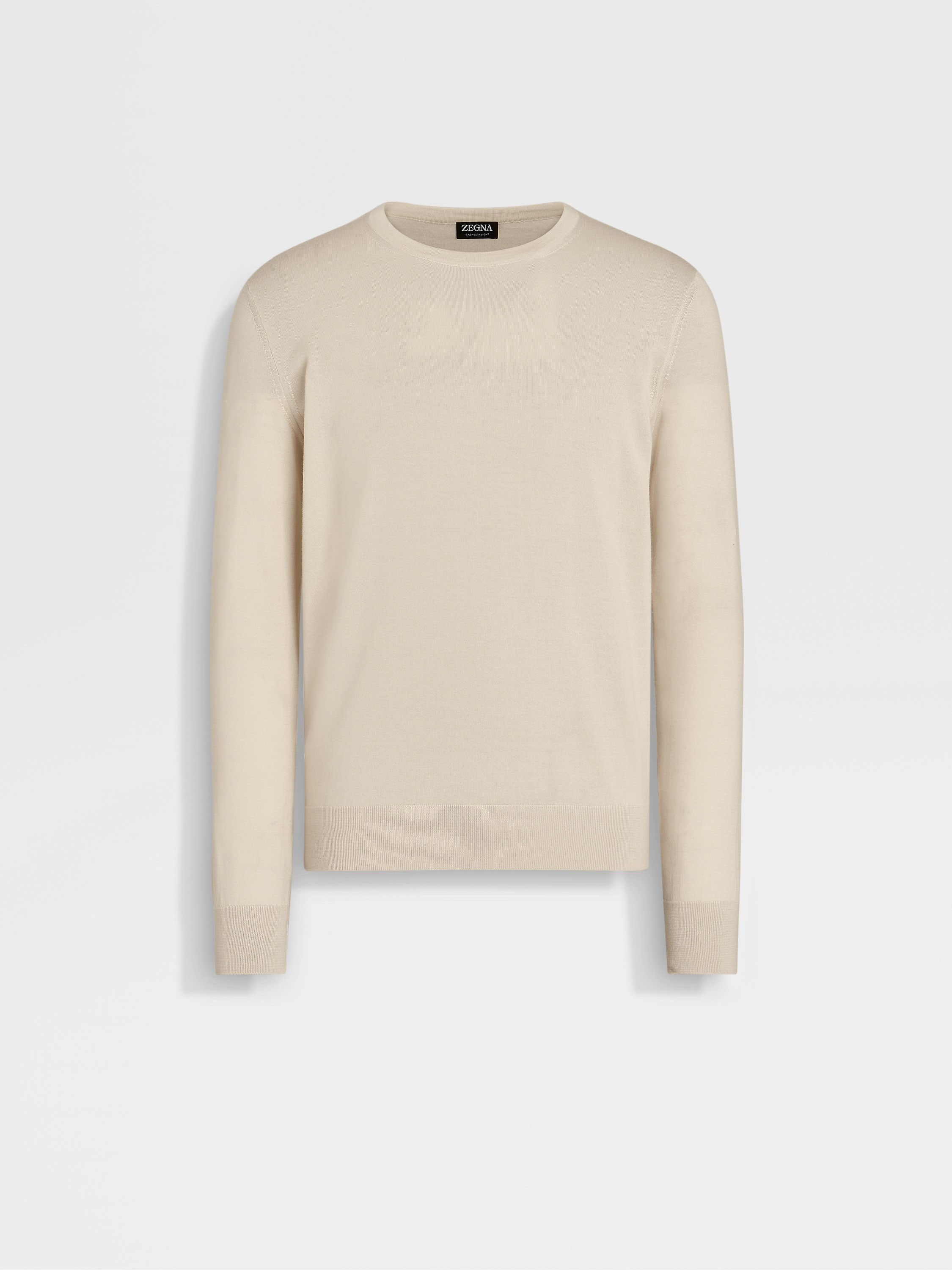 LIGHT BEIGE MÉLANGE CASHSETA CREWNECK - 1