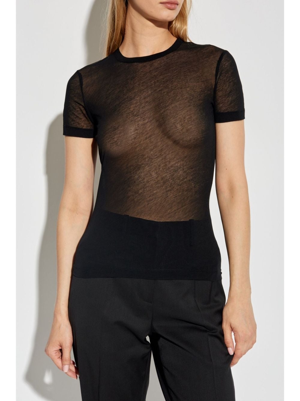 crew-neck sheer T-shirt - 3
