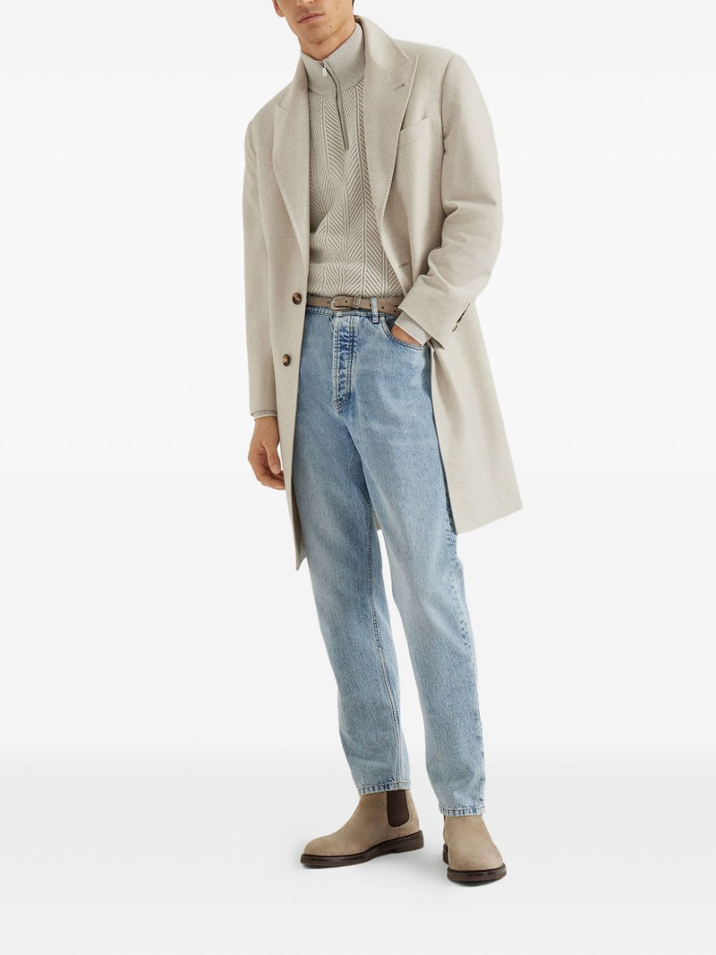 Brunello Cucinelli herringbone half-zip sweater outlook
