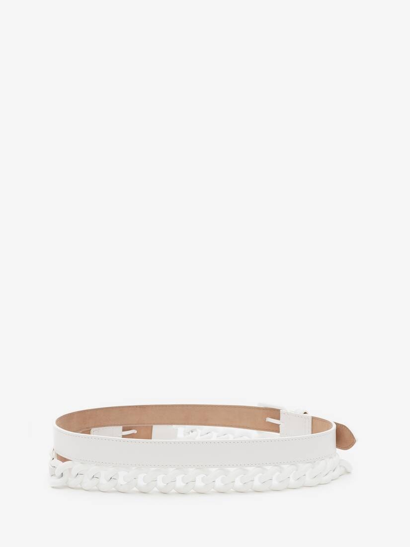 Double Belt With Chain in Optic White - 2