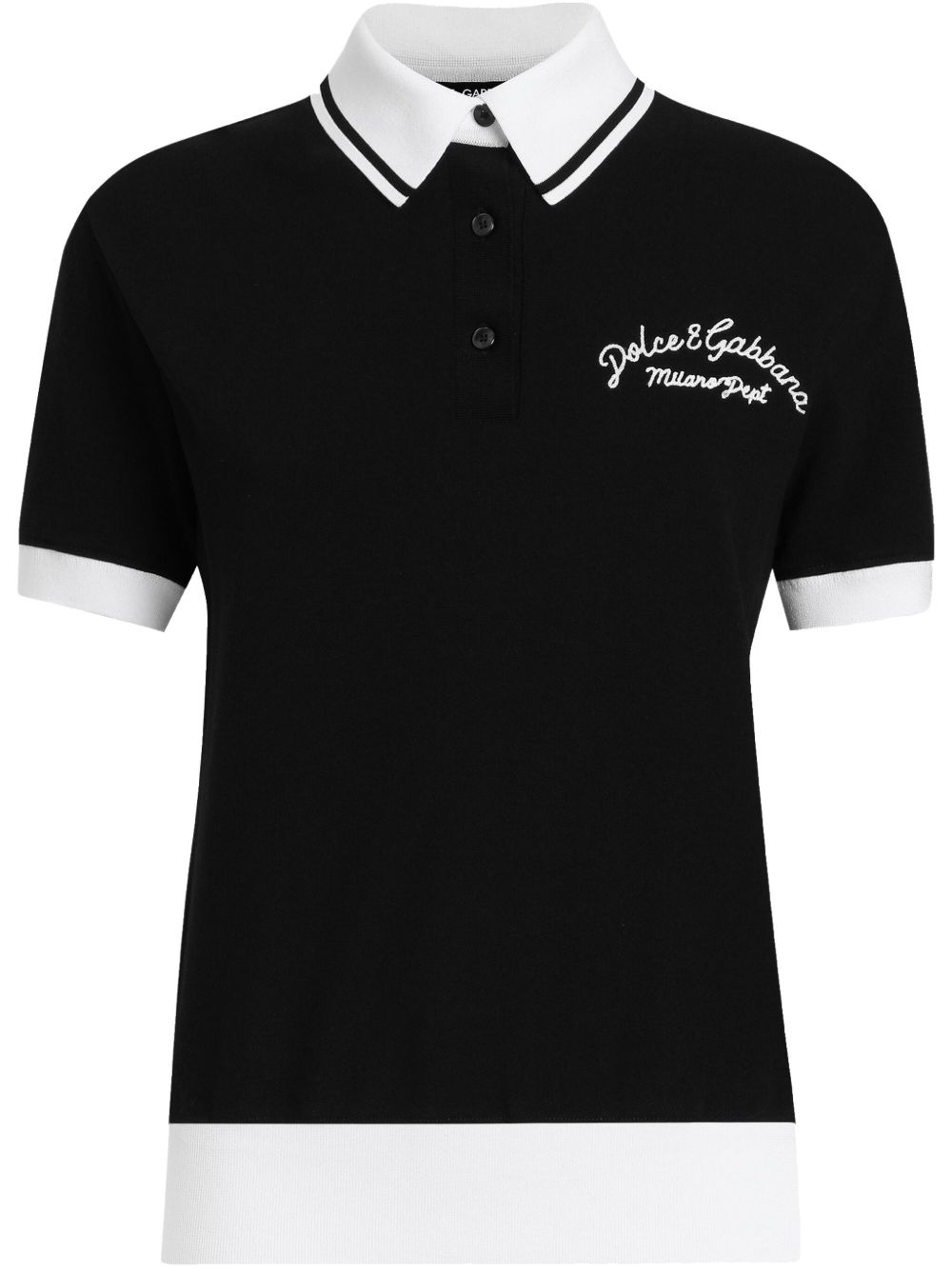 logo-embroidered cotton polo top - 1