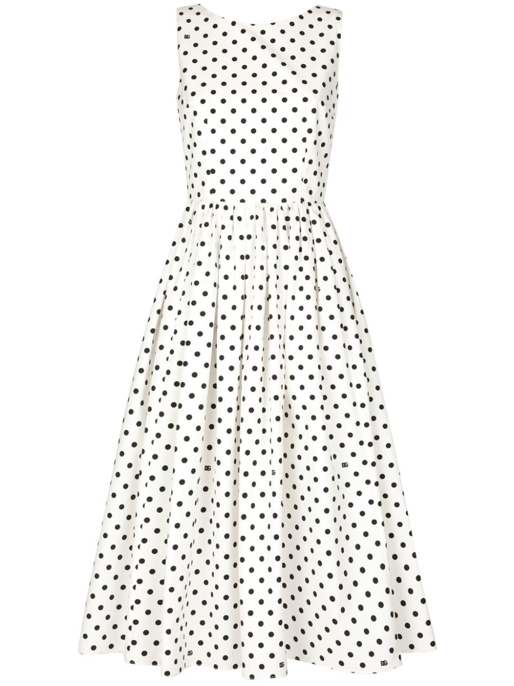 polka-dot cotton midi dress - 1