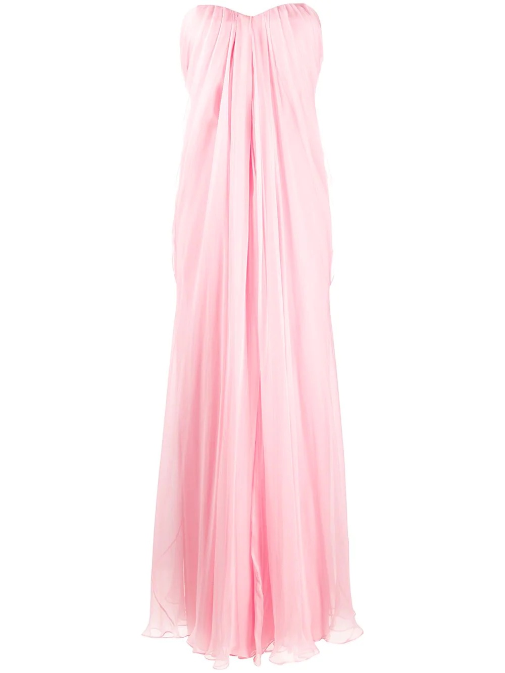 pleated strapless dress - 1