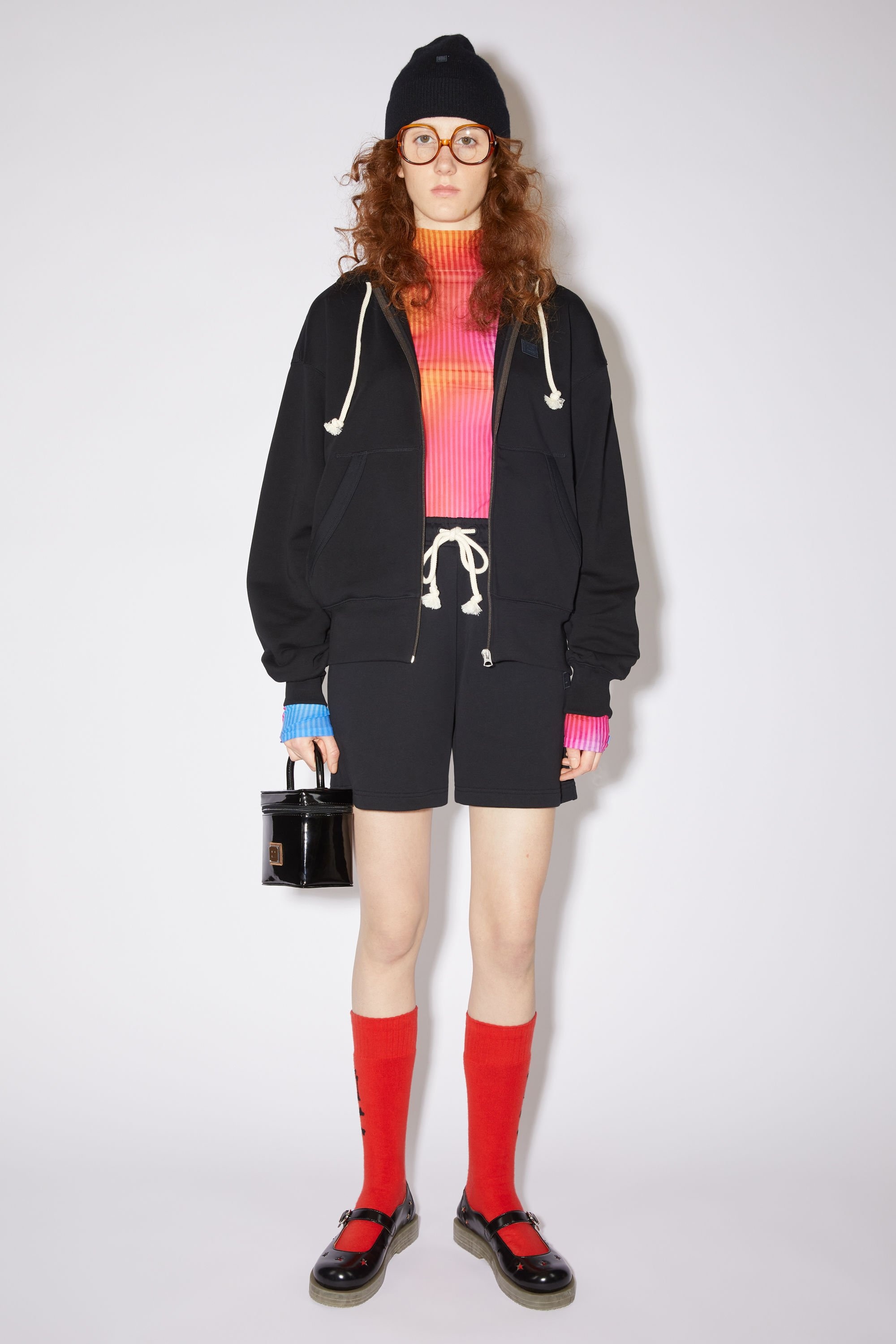Hooded zippered sweatshirt - Black - 2