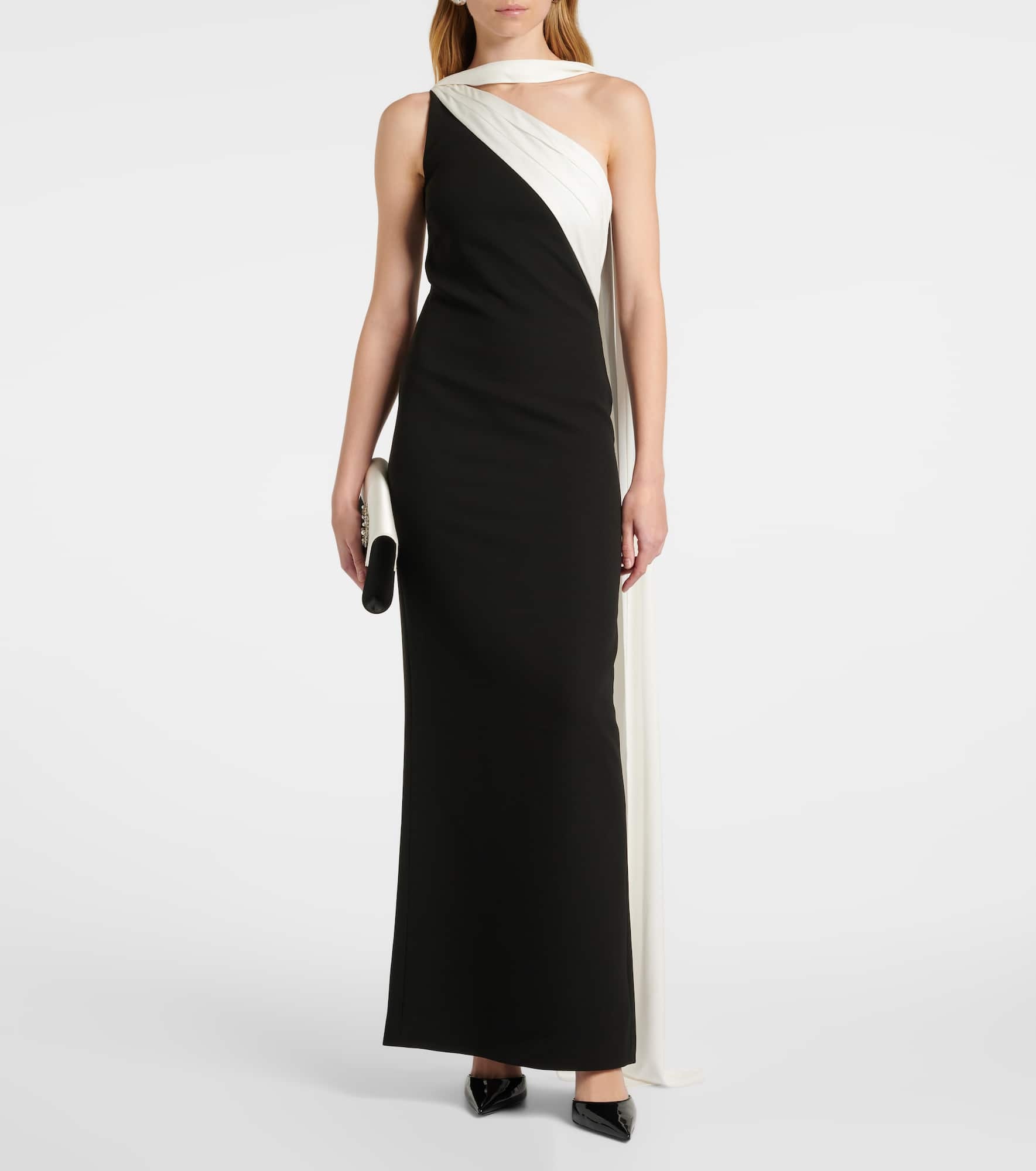 Scarf-detail one-shoulder gown - 2
