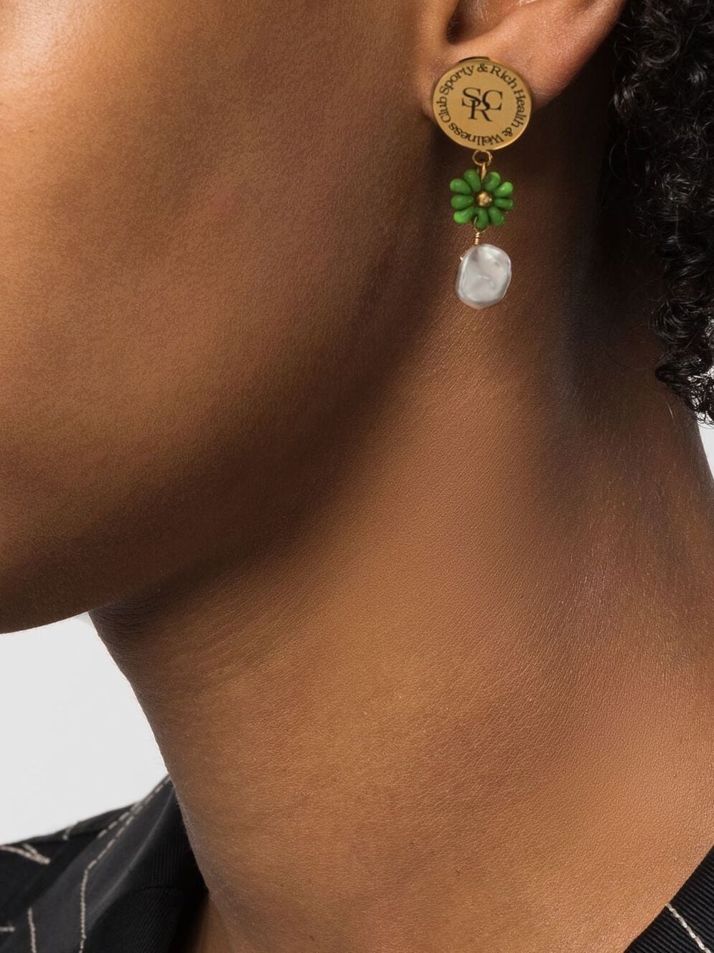 pearl resin drop earrings - 2