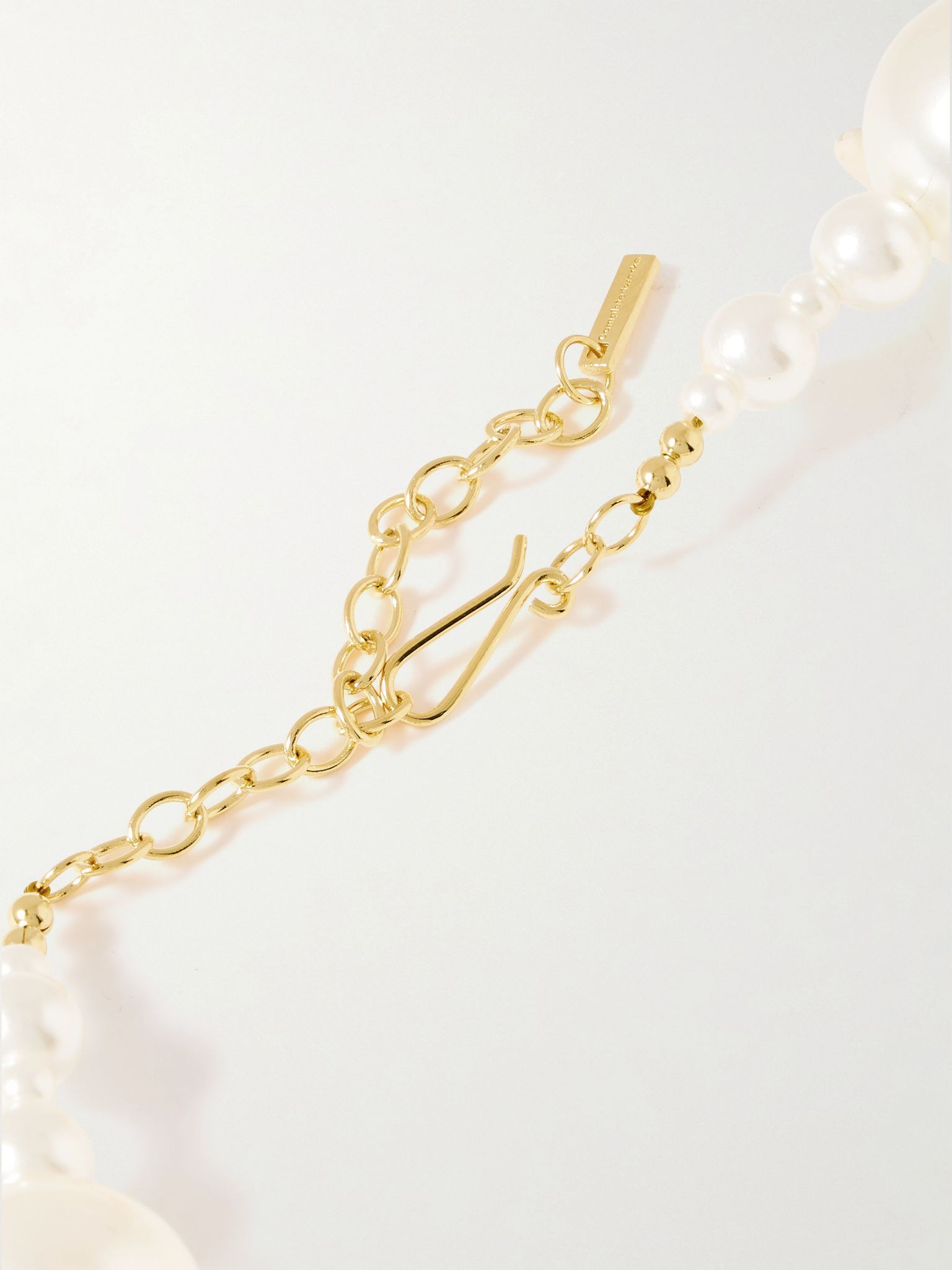Gold-plated faux pearl necklace White - 3
