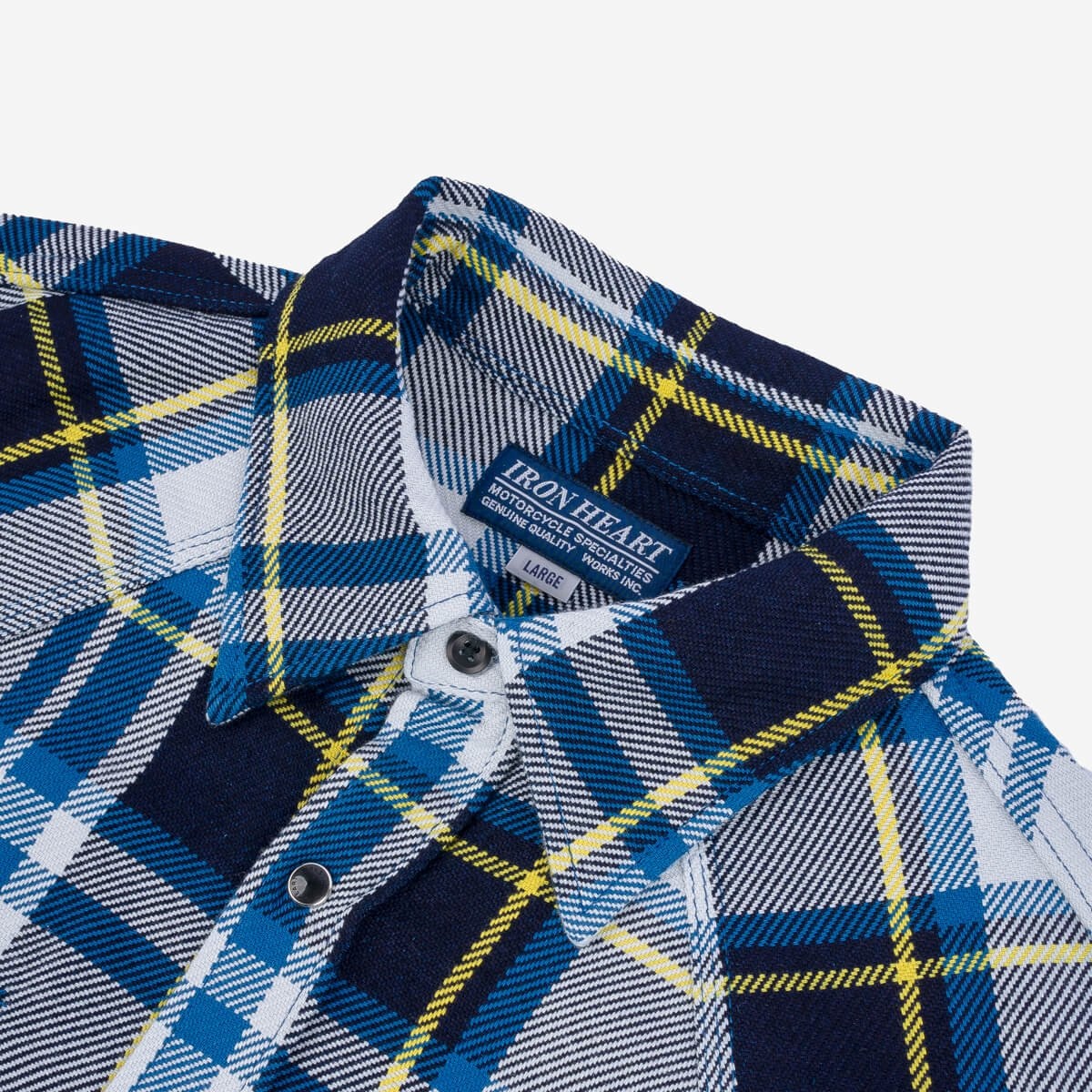 IHSH-390-BLU 9oz Selvedge American Check Western Shirt - Blue - 7