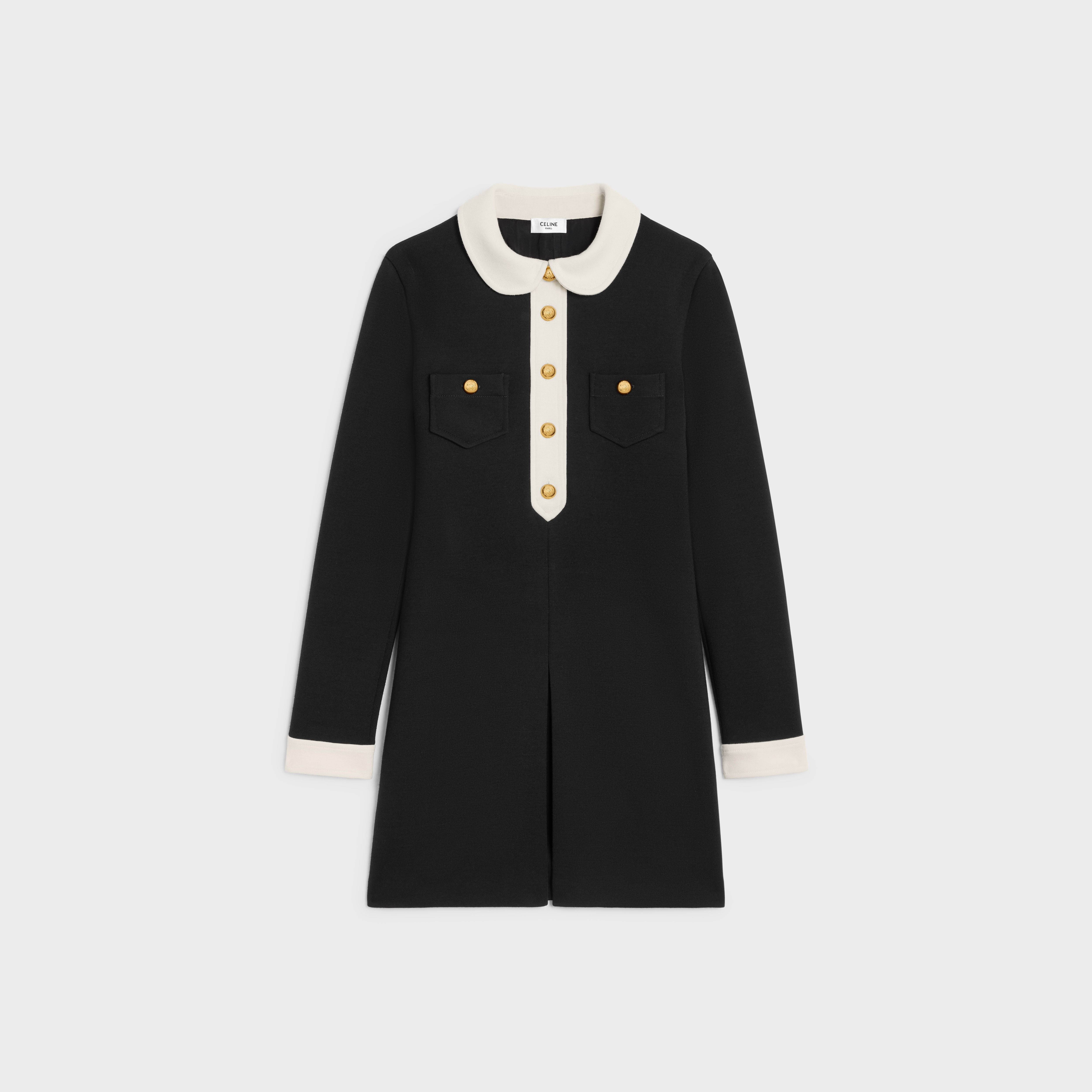 mini trapeze dress in wool jersey - 1