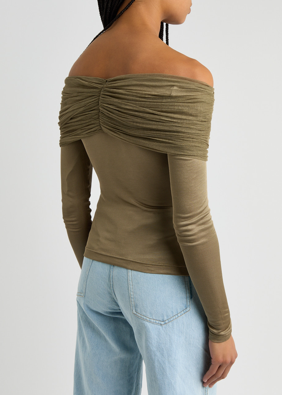 Christopher Esber Sonora Veiled Off-the-shoulder Stretch-jersey top - 3
