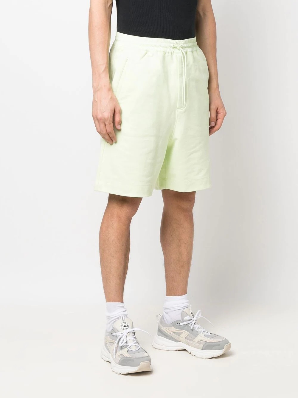 drawstring-waist cotton track shorts - 3