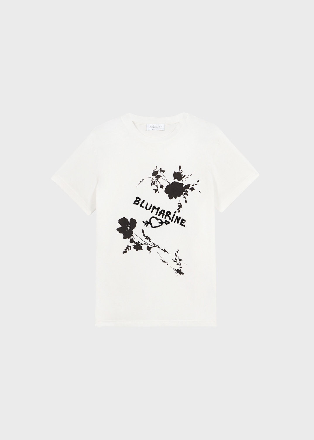 T-SHIRT WITH ROSE PRINT AND BLUMARINE LOGO - 1