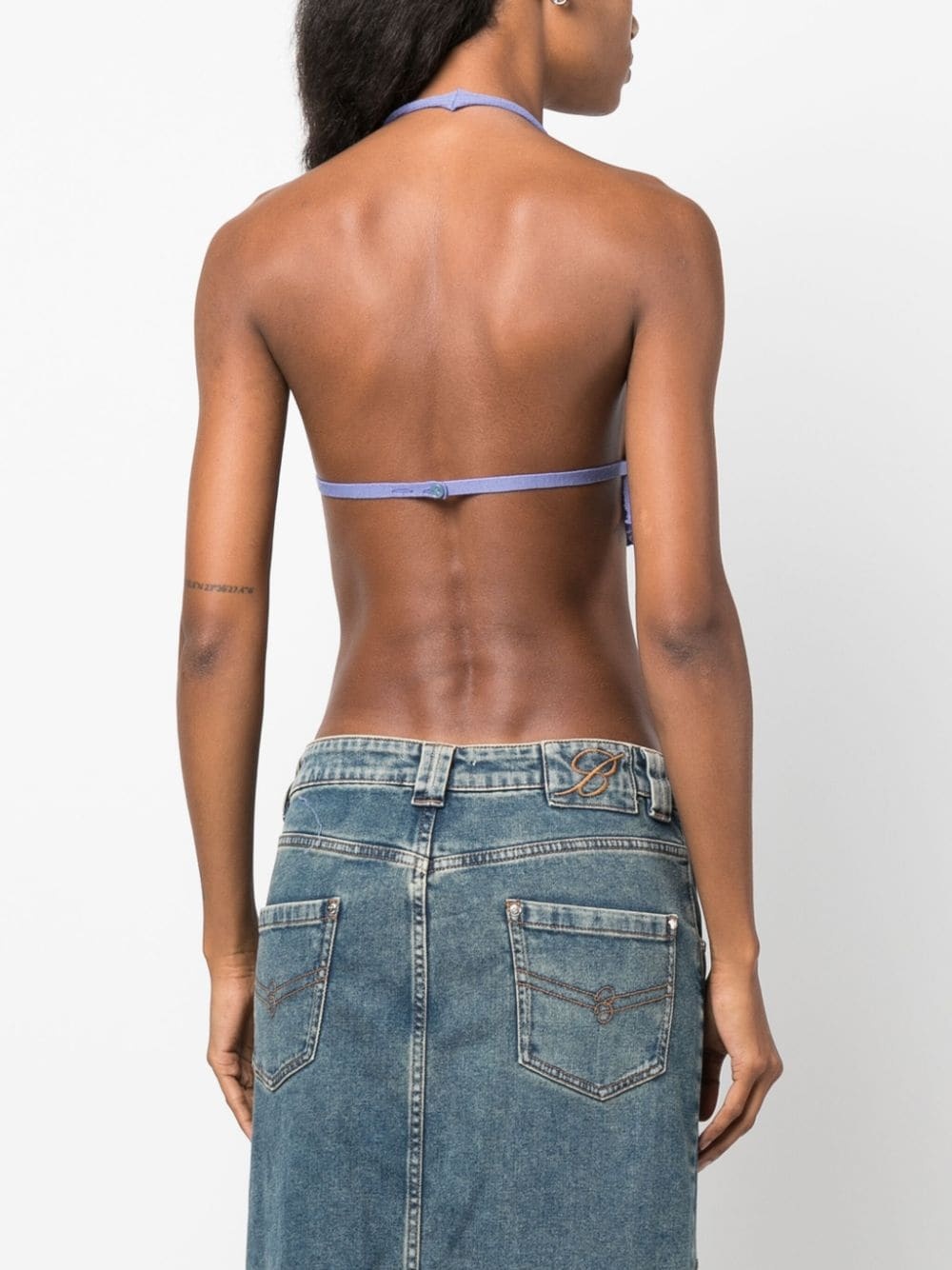 floral-appliquÃ© knitted wool bra - 4